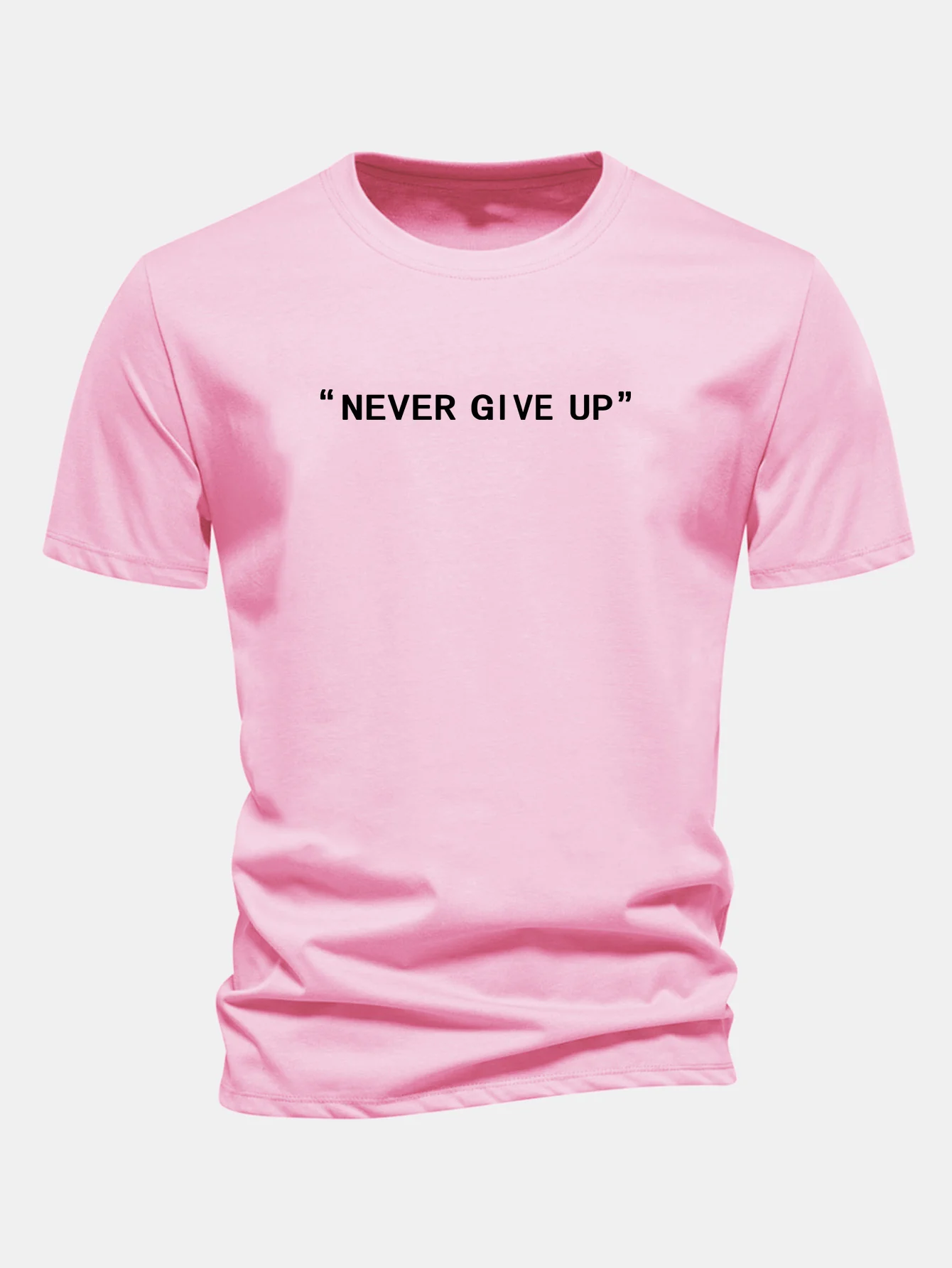 Regular Fit Nie Aufgeben Druck Baumwoll-T-Shirt - Image 5