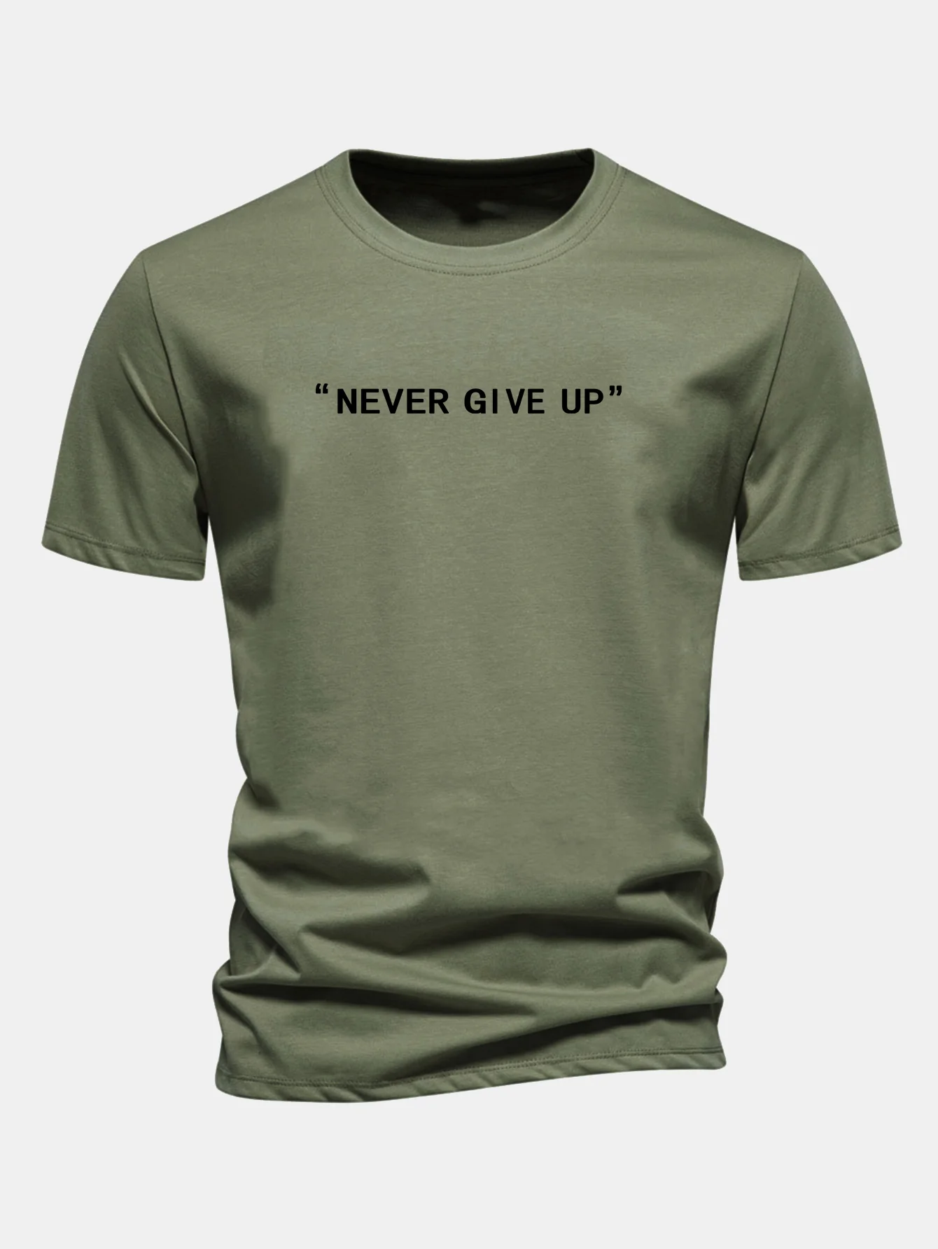 Regular Fit Nie Aufgeben Druck Baumwoll-T-Shirt - Image 6