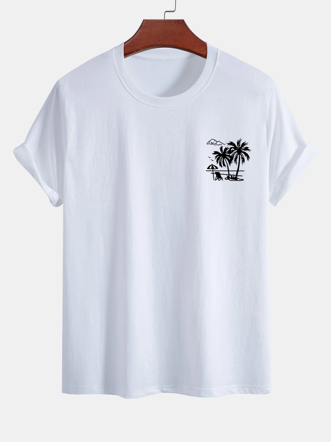 Reguläre Passform Baumwoll-T-Shirt mit Palmenbaum-Print - Image 12