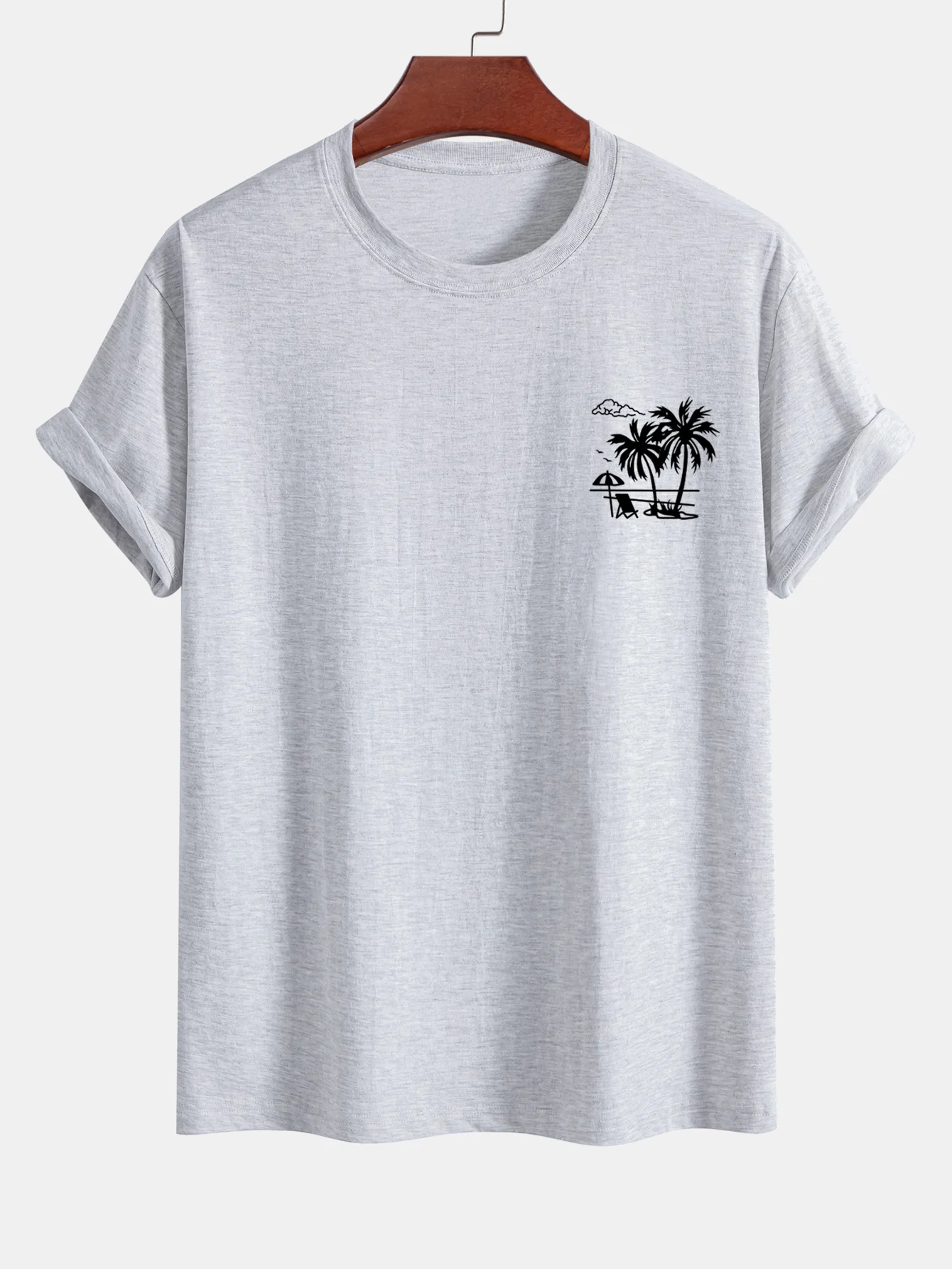 Reguläre Passform Baumwoll-T-Shirt mit Palmenbaum-Print - Image 13