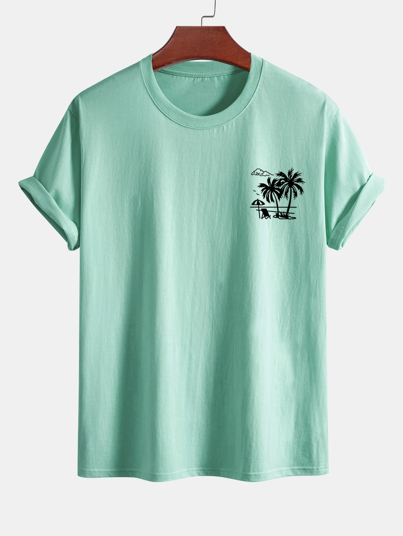Reguläre Passform Baumwoll-T-Shirt mit Palmenbaum-Print - Image 14