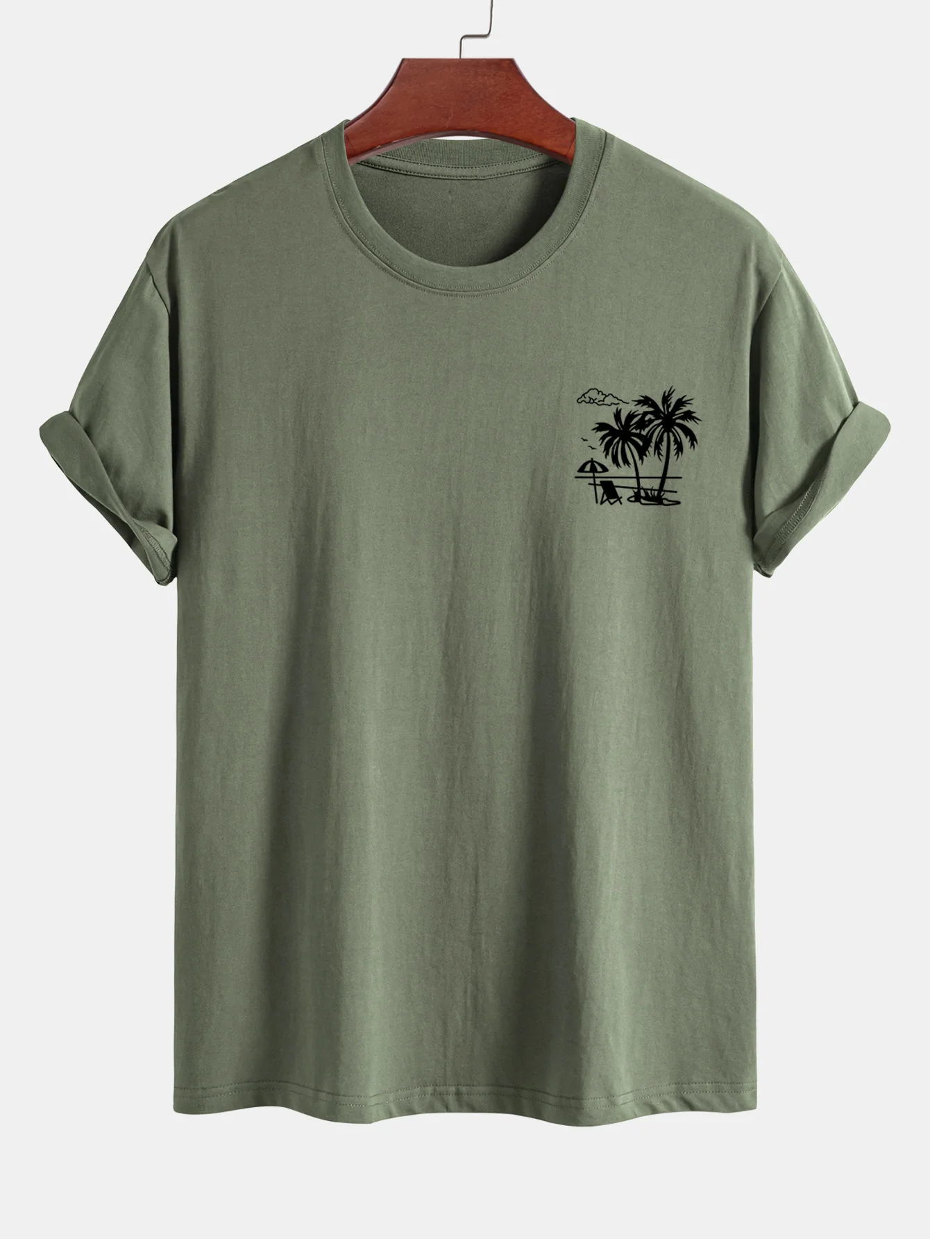Reguläre Passform Baumwoll-T-Shirt mit Palmenbaum-Print - Image 15