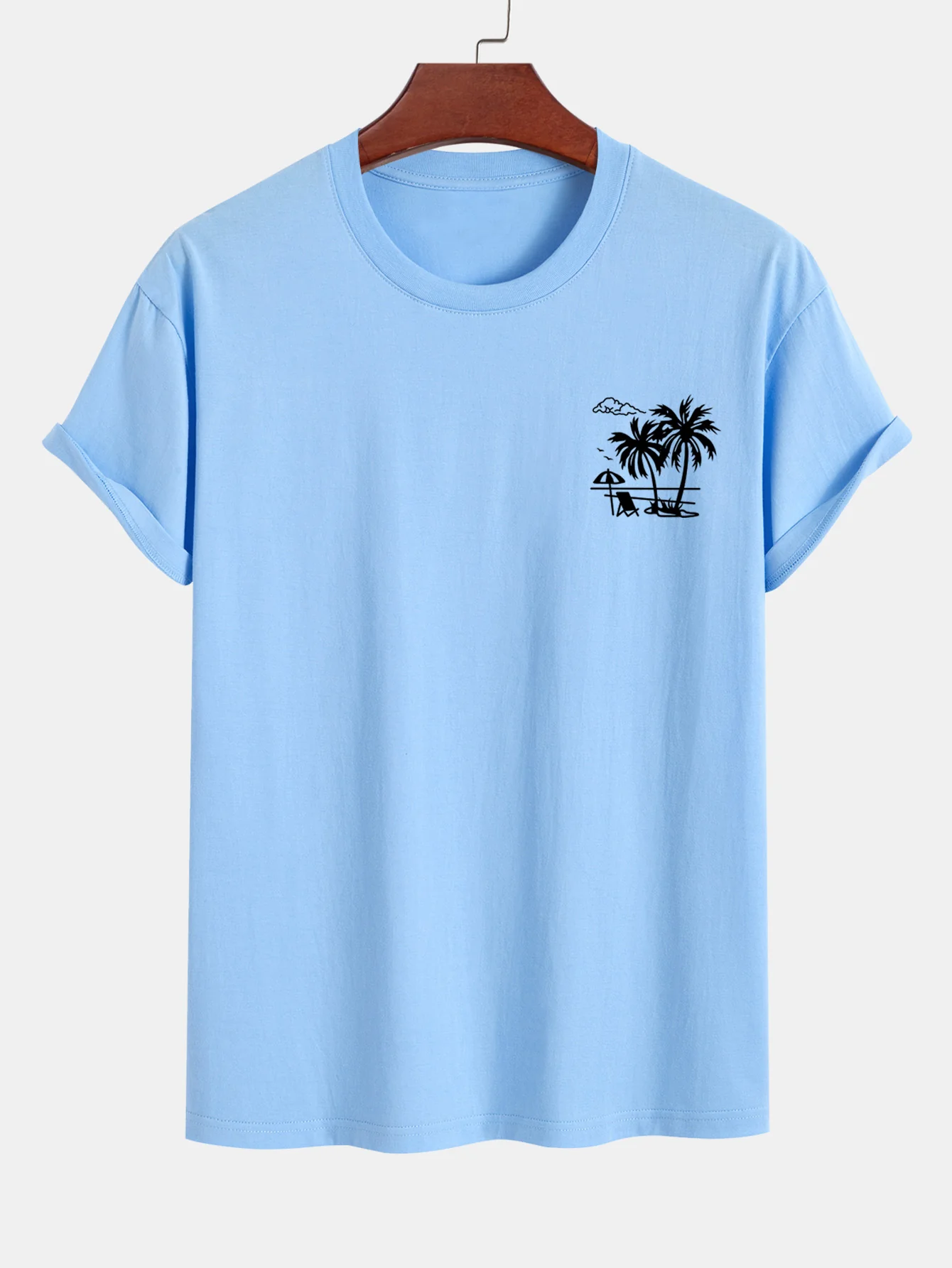 Reguläre Passform Baumwoll-T-Shirt mit Palmenbaum-Print - Image 3