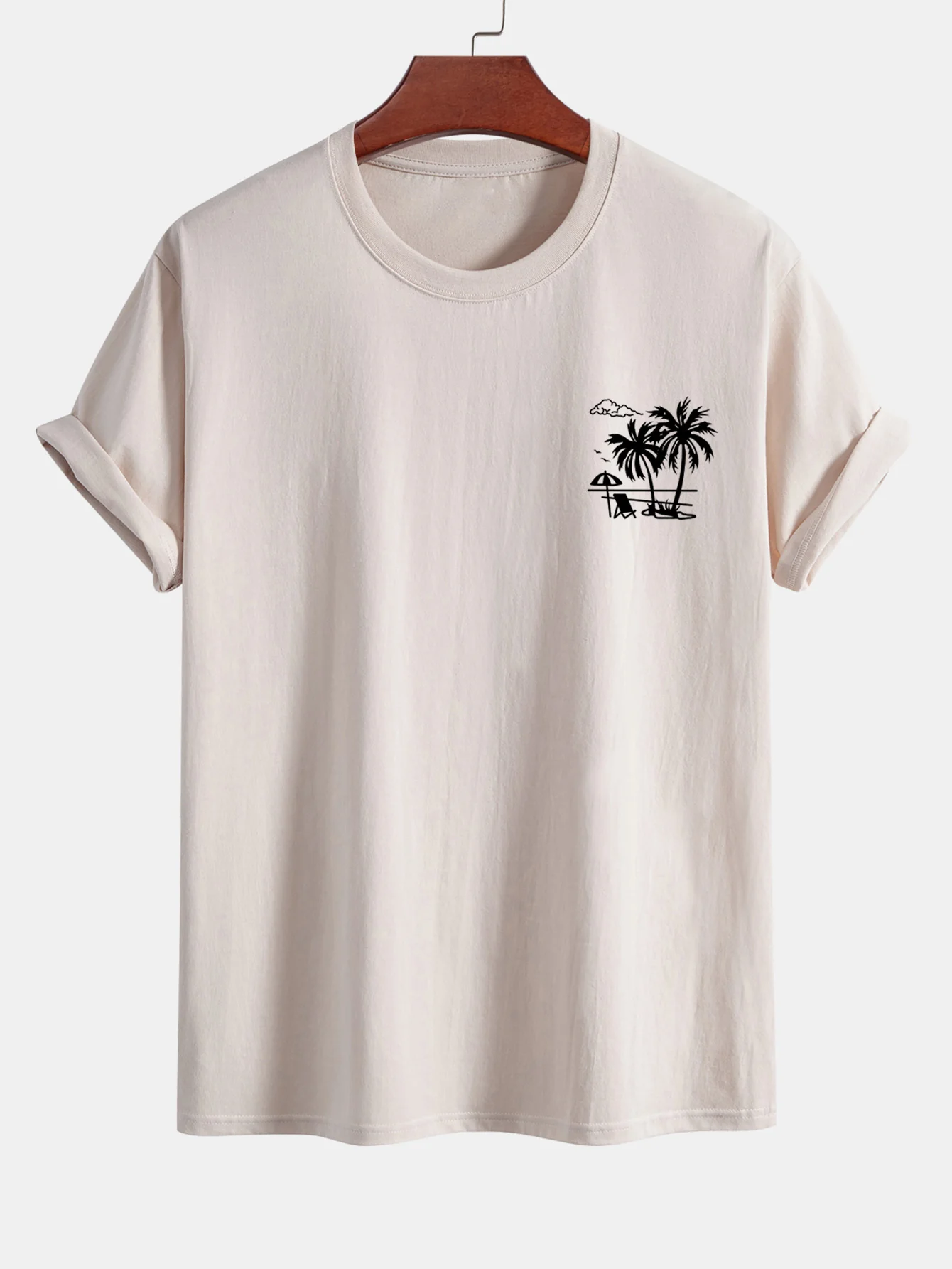 Reguläre Passform Baumwoll-T-Shirt mit Palmenbaum-Print - Image 4