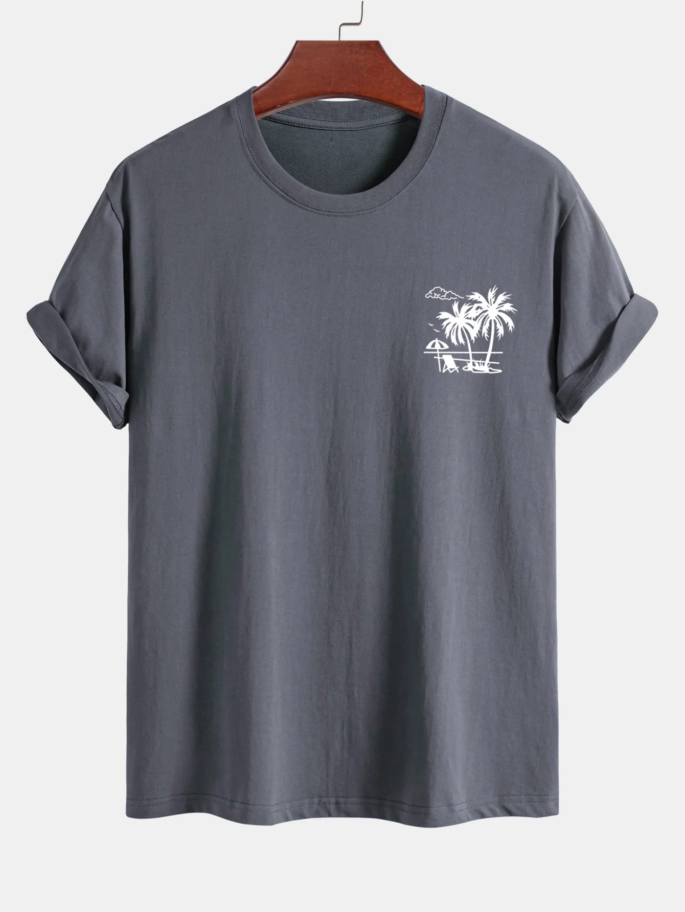 Reguläre Passform Baumwoll-T-Shirt mit Palmenbaum-Print - Image 8