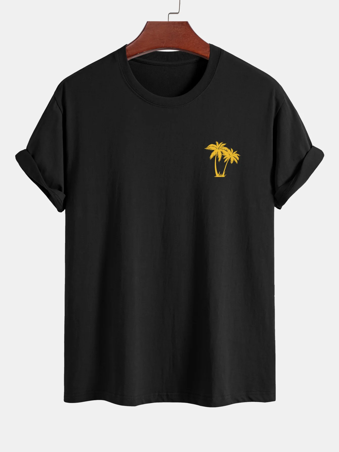 Reguläre Passform Baumwoll-T-Shirt mit Palmenbaum-Print