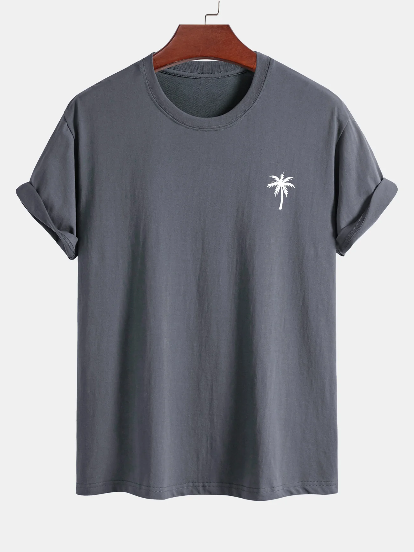 Regular Fit Palm Tree Print Cotton T-Shirt - Image 6