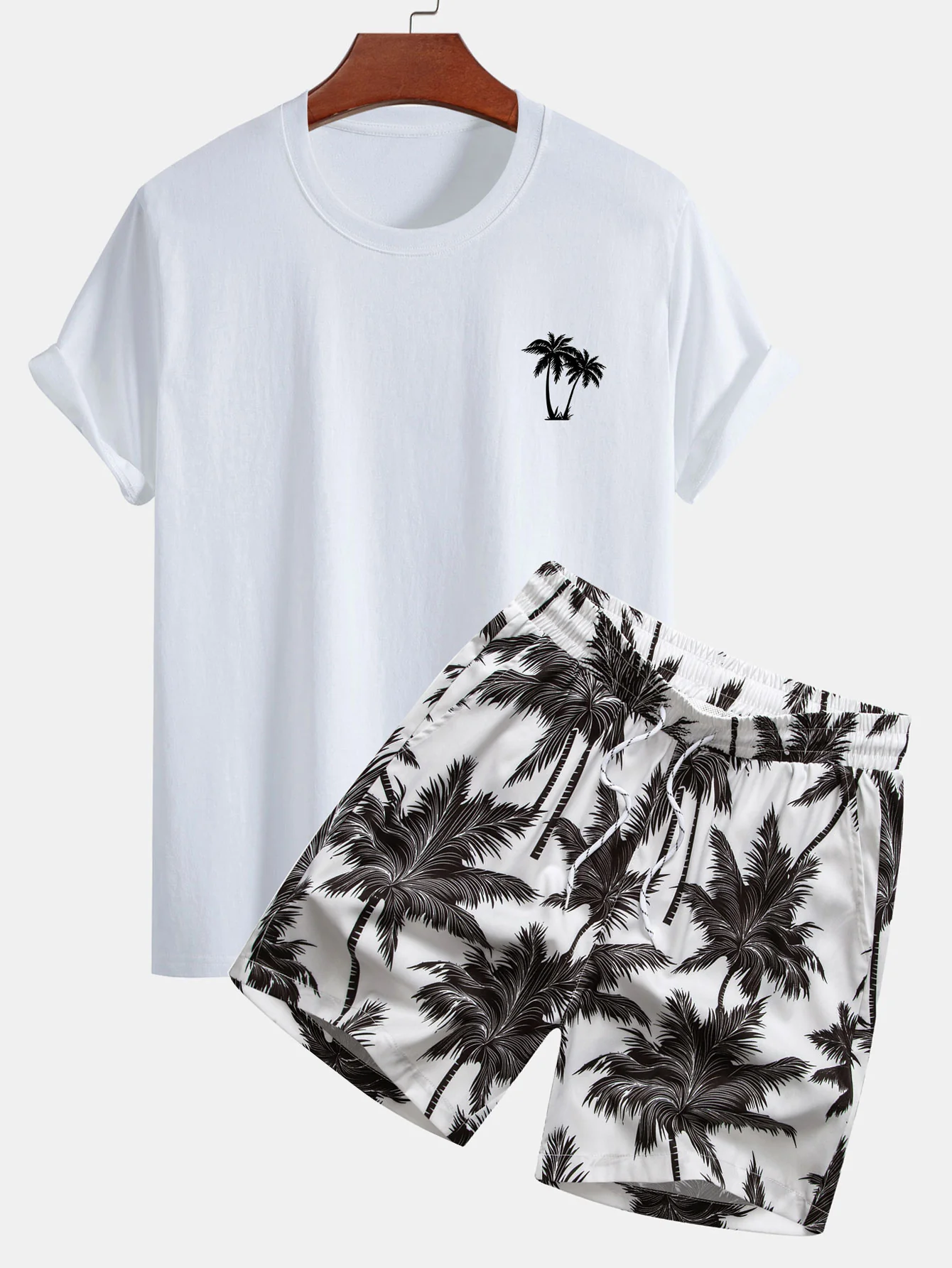 Regular Fit T-Shirt aus Baumwolle mit Palmenmuster & Badeshorts mit Palmenmuster Shorts - Image 2