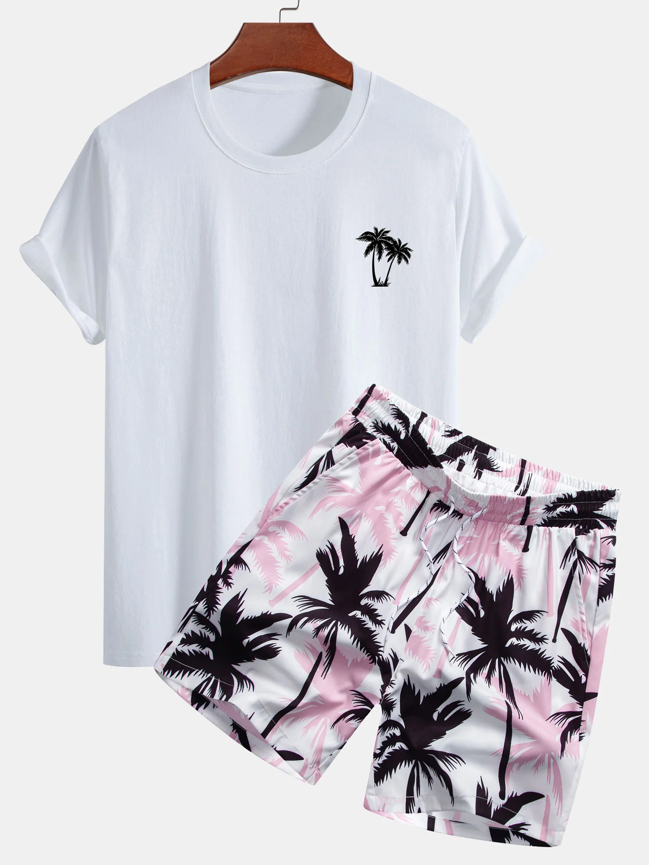 Regular Fit T-Shirt aus Baumwolle mit Palmenmuster & Badeshorts mit Palmenmuster Shorts - Image 2