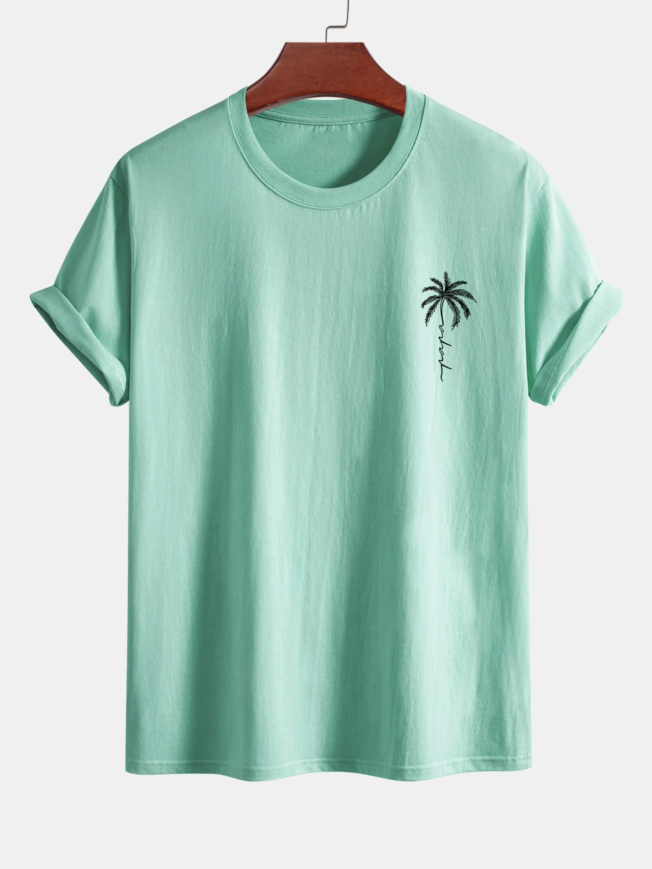 Reguläre Passform Palmbaum Slogan Druck Baumwoll-T-Shirt - Image 14