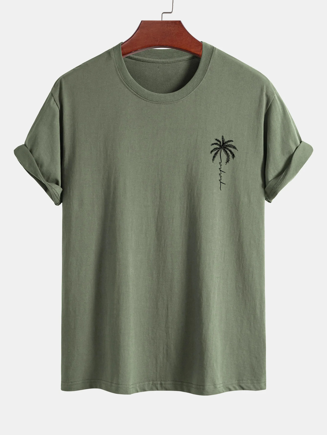 Reguläre Passform Palmbaum Slogan Druck Baumwoll-T-Shirt - Image 15
