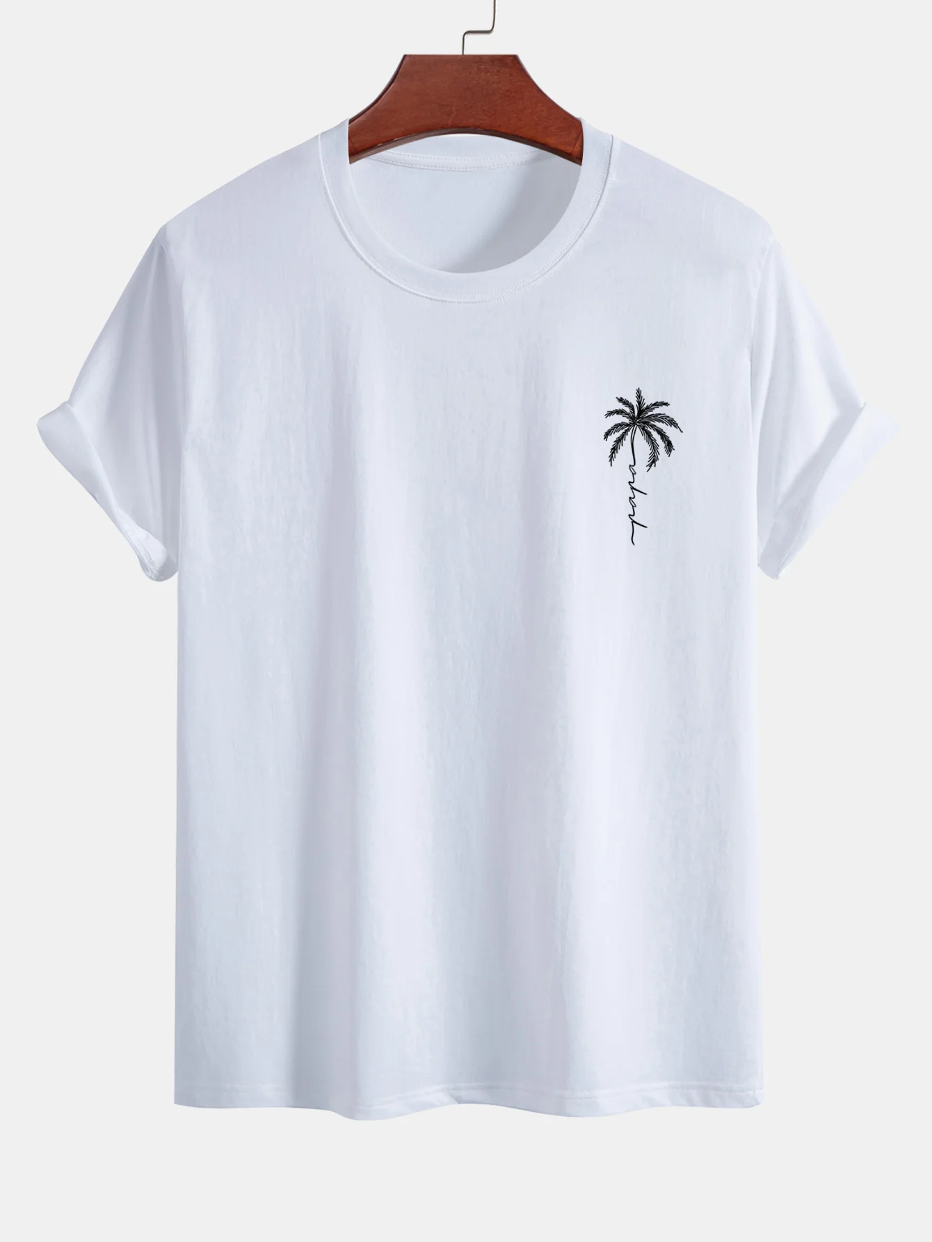 Reguläre Passform Palmbaum Slogan Druck Baumwoll-T-Shirt - Image 2