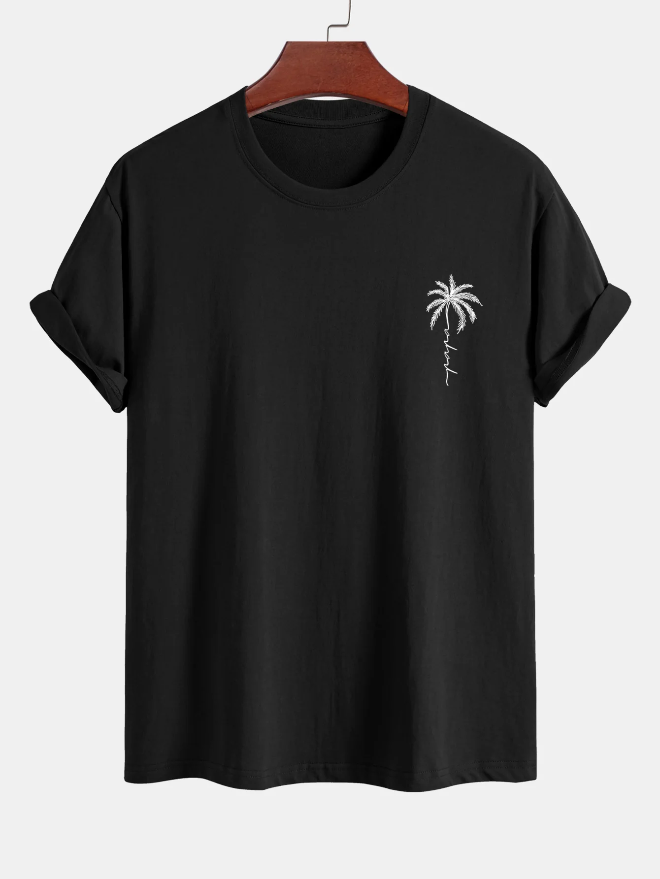 Reguläre Passform Palmbaum Slogan Druck Baumwoll-T-Shirt - Image 3