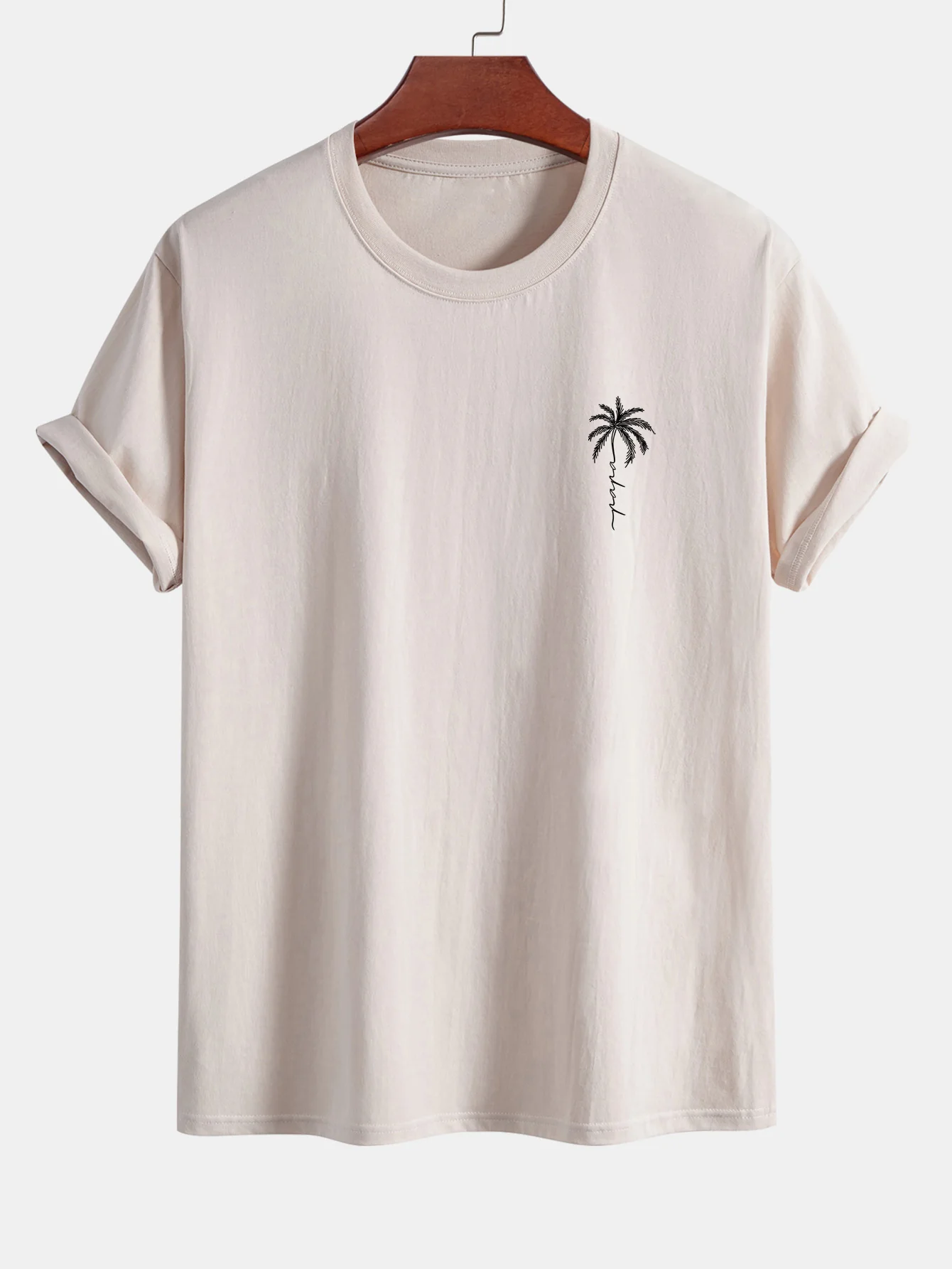 Reguläre Passform Palmbaum Slogan Druck Baumwoll-T-Shirt - Image 4