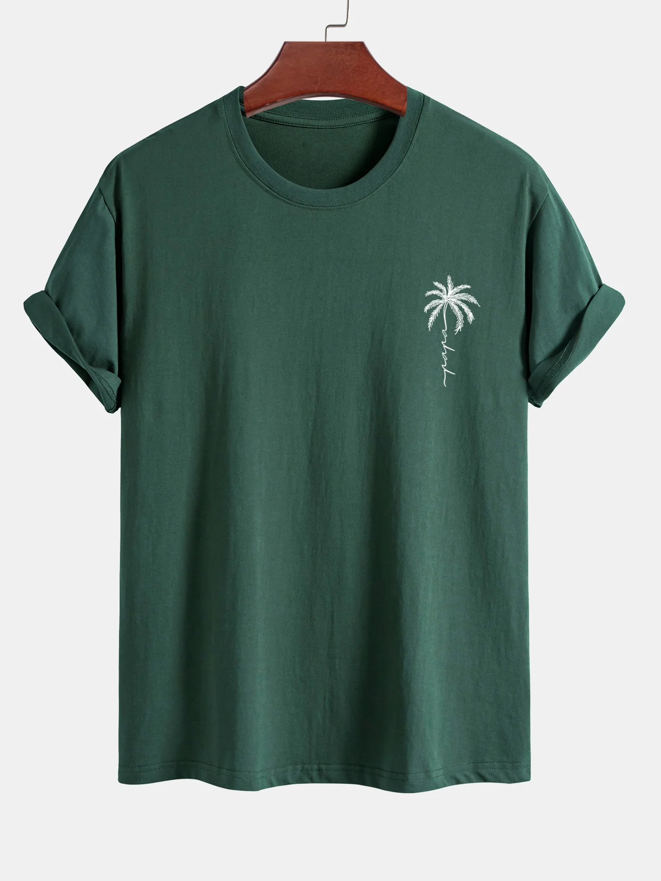 Reguläre Passform Palmbaum Slogan Druck Baumwoll-T-Shirt - Image 7
