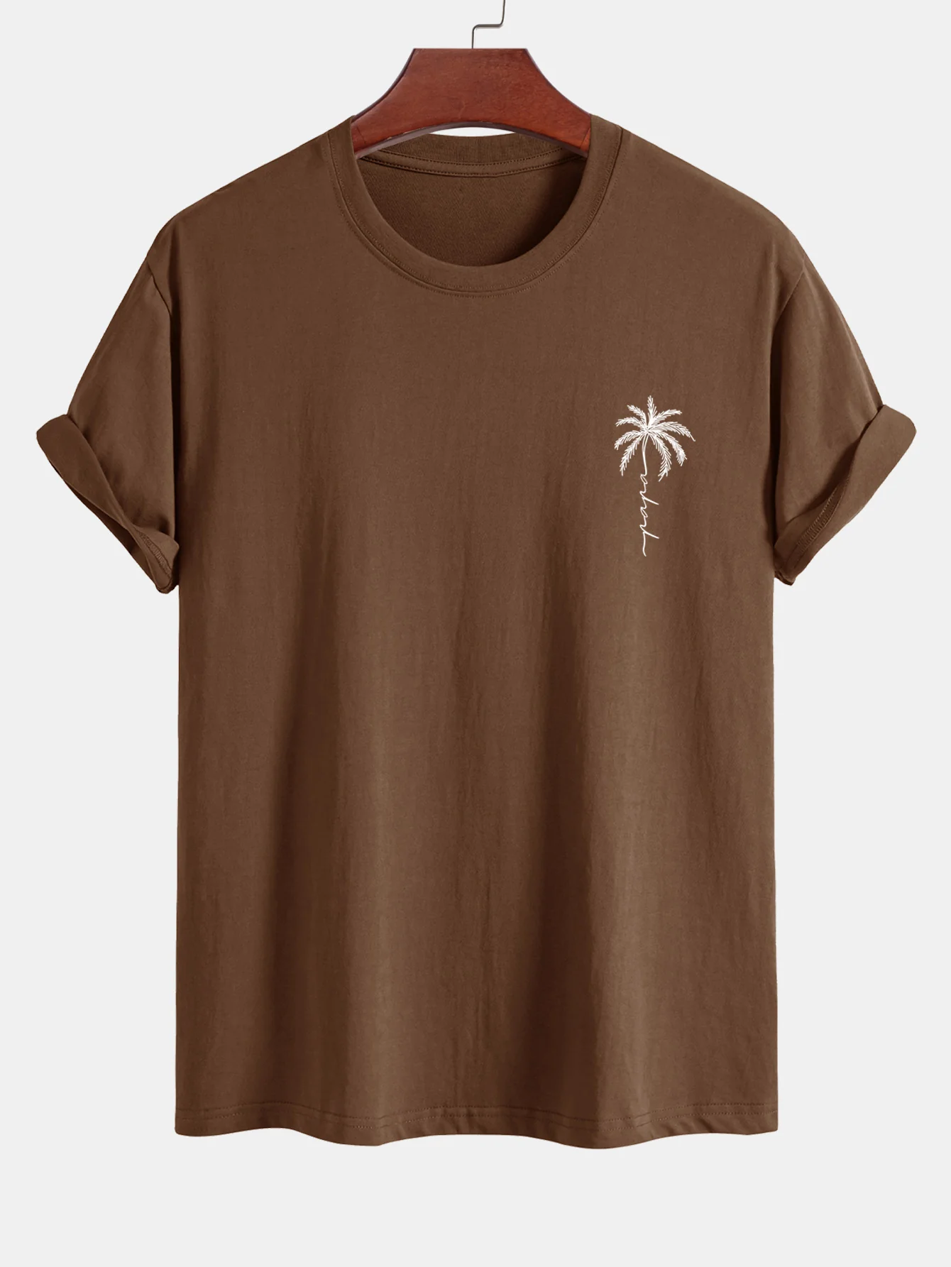 Reguläre Passform Palmbaum Slogan Druck Baumwoll-T-Shirt - Image 8