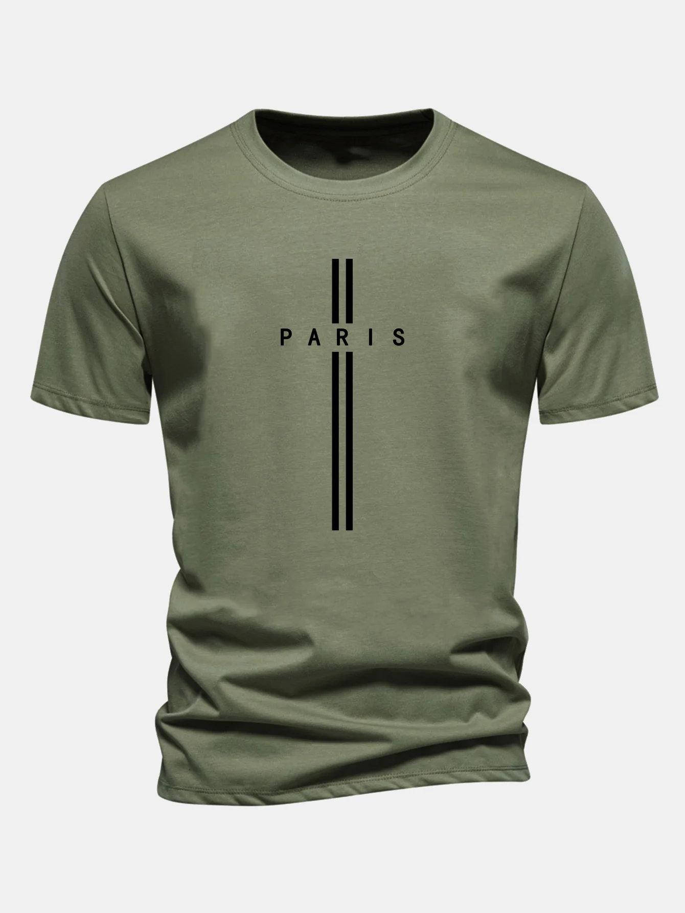 Regular Fit Paris Stripe Print Cotton T-Shirt - Image 10