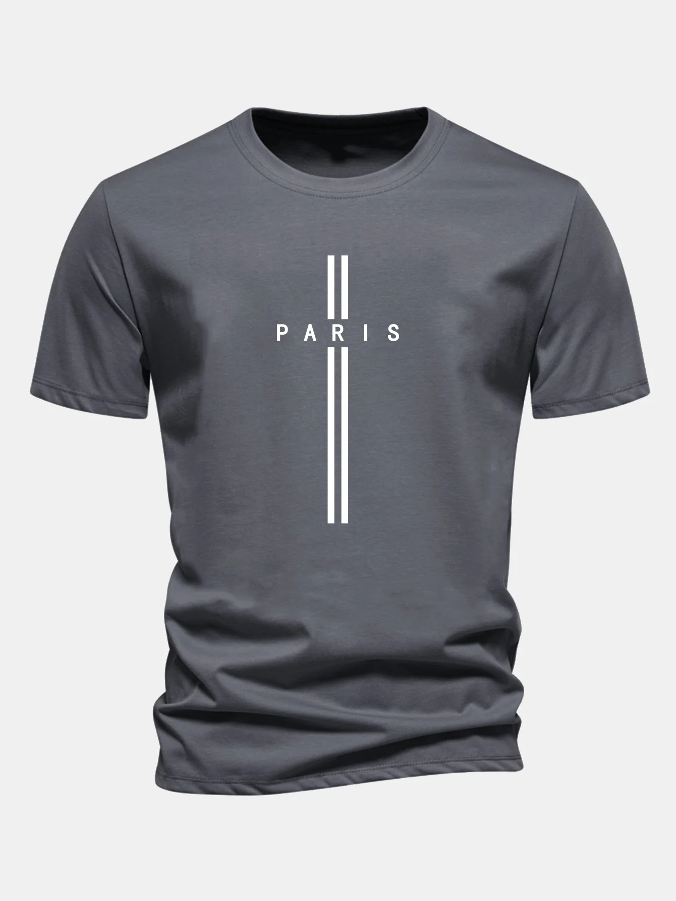 Regular Fit Paris Stripe Print Cotton T-Shirt - Image 11