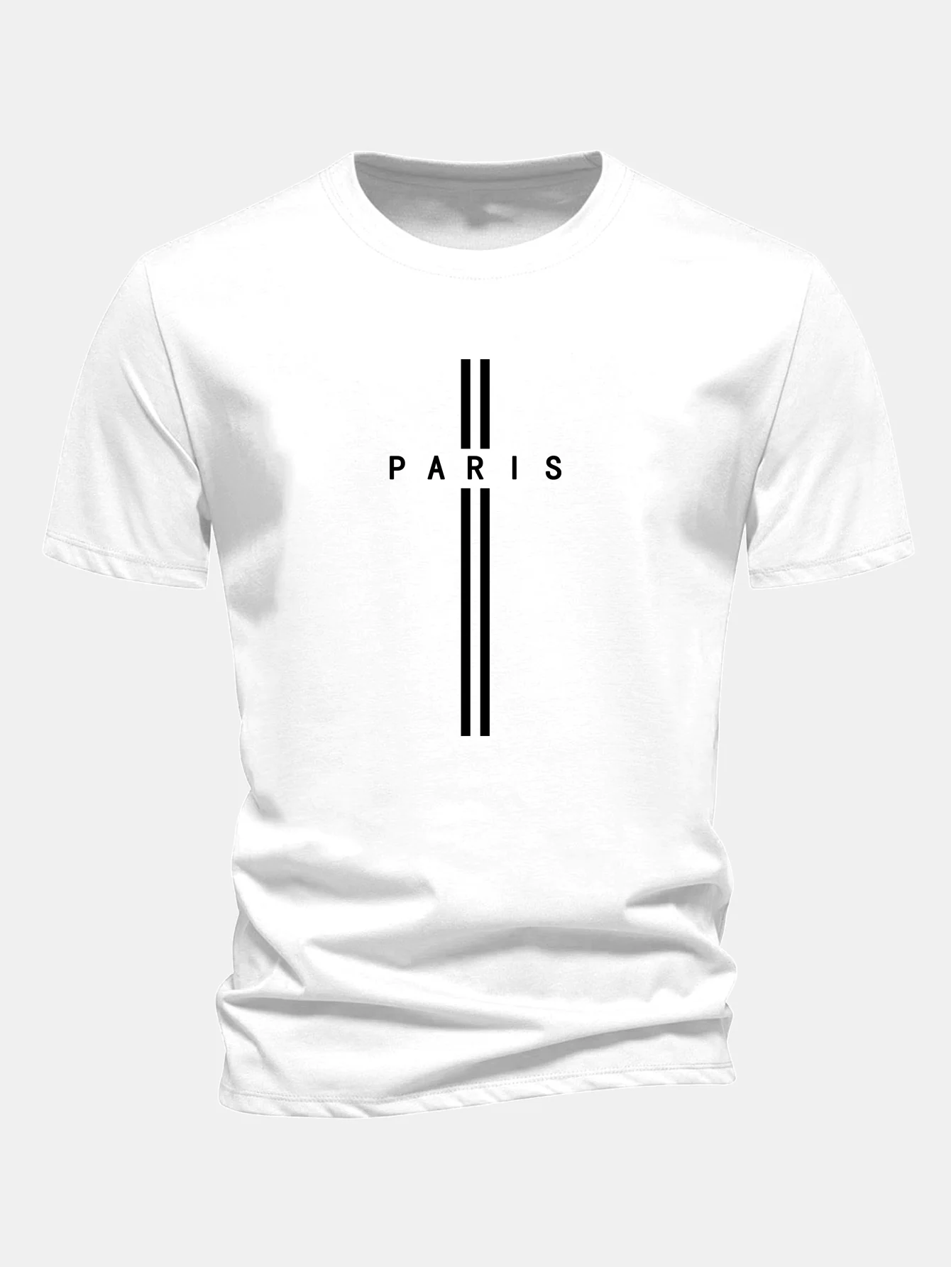 Regular Fit Paris Stripe Print Cotton T-Shirt - Image 2