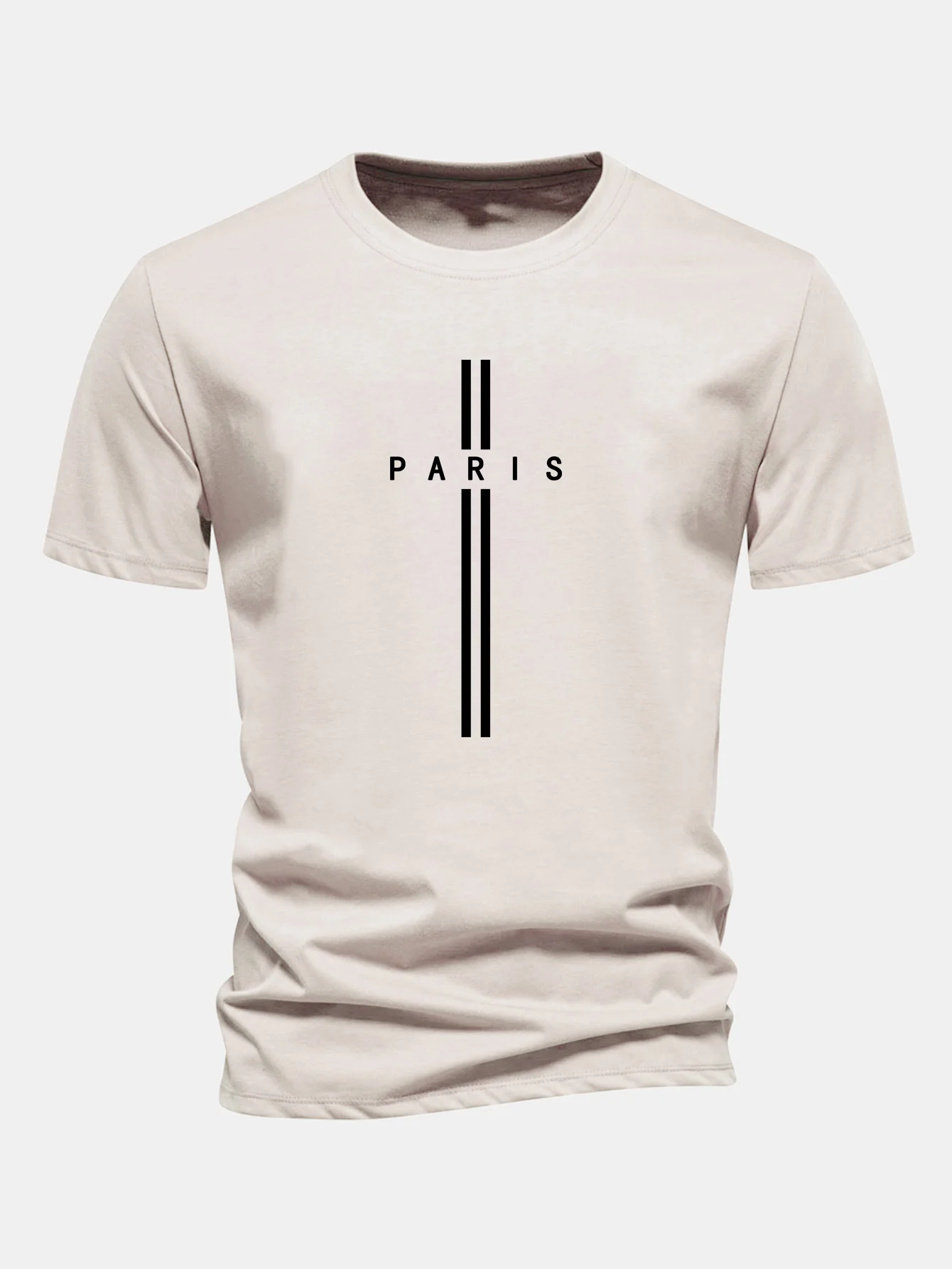 Regular Fit Paris Stripe Print Cotton T-Shirt - Image 3