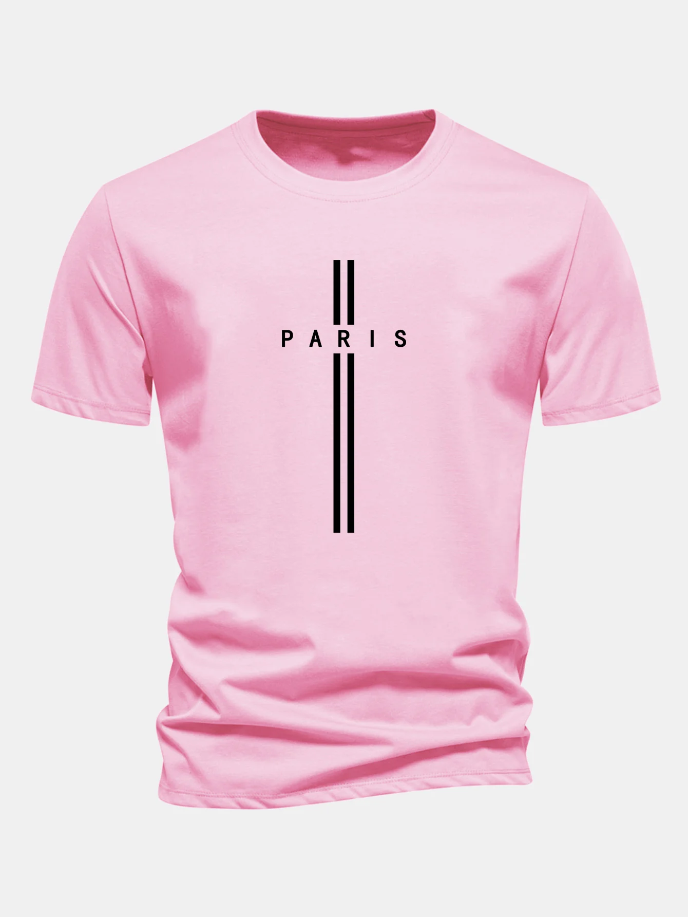 Regular Fit Paris Stripe Print Cotton T-Shirt - Image 4