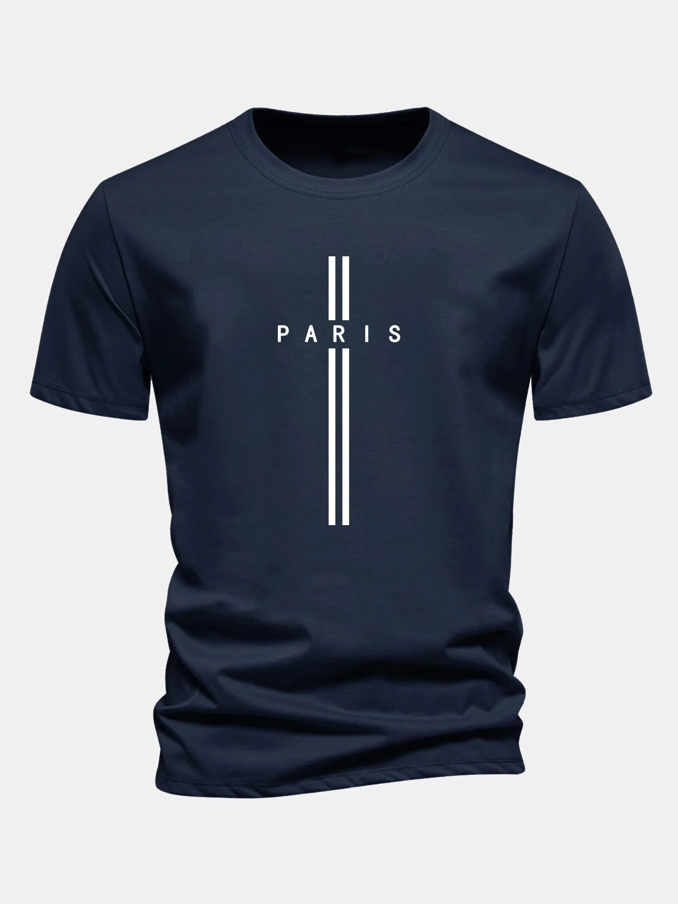 Regular Fit Paris Stripe Print Cotton T-Shirt - Image 6