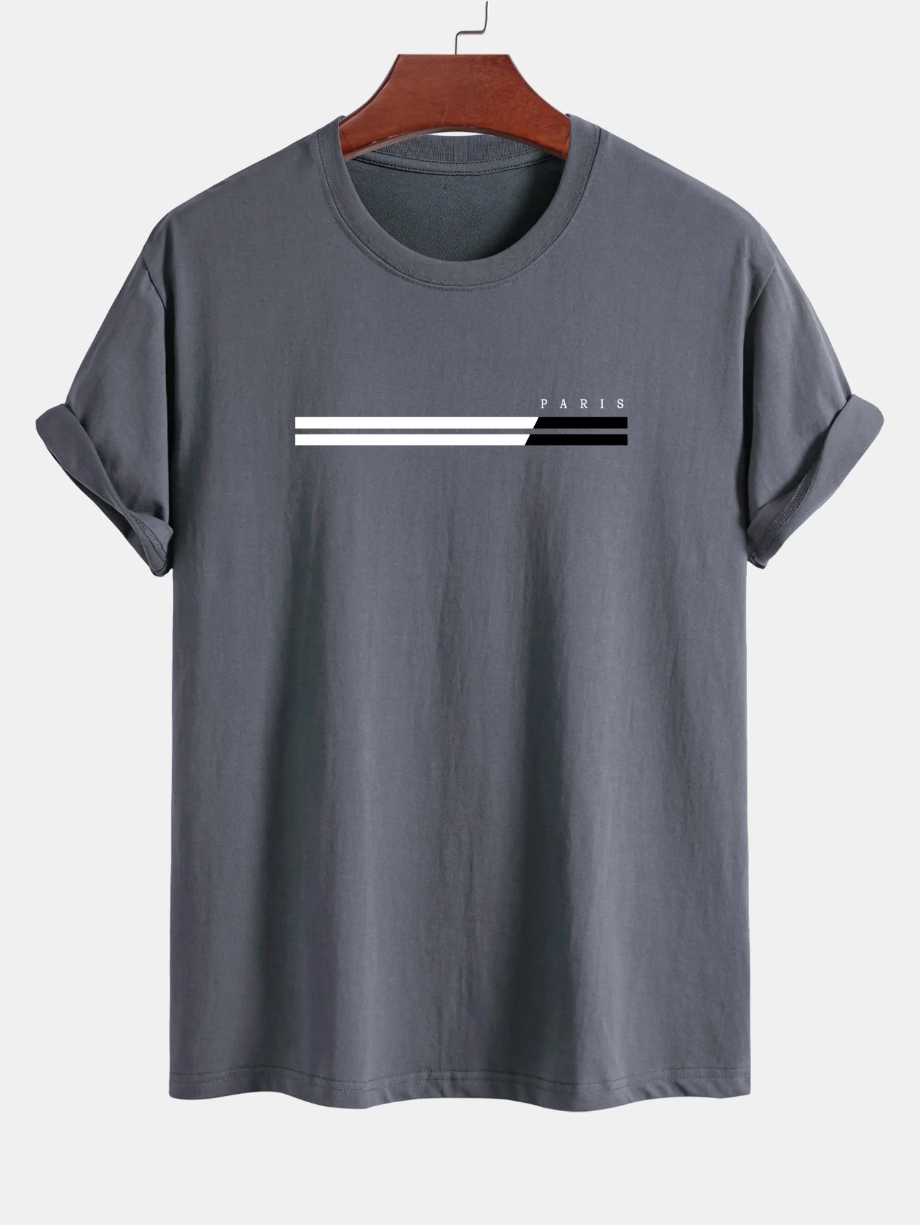 Regular Fit Paris Streifen Print Baumwoll-T-Shirt - Image 3