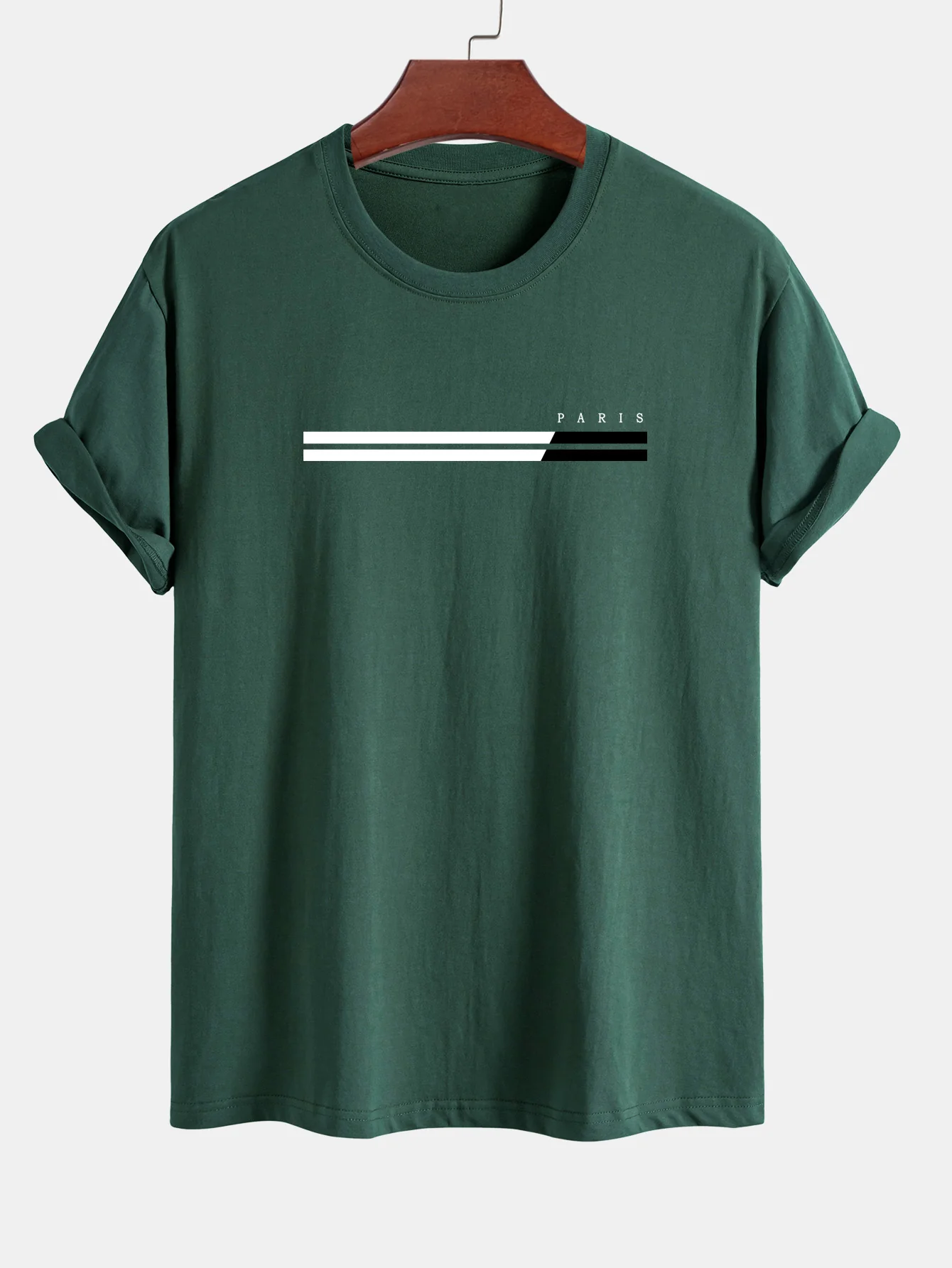 Regular Fit Paris Streifen Print Baumwoll-T-Shirt - Image 4
