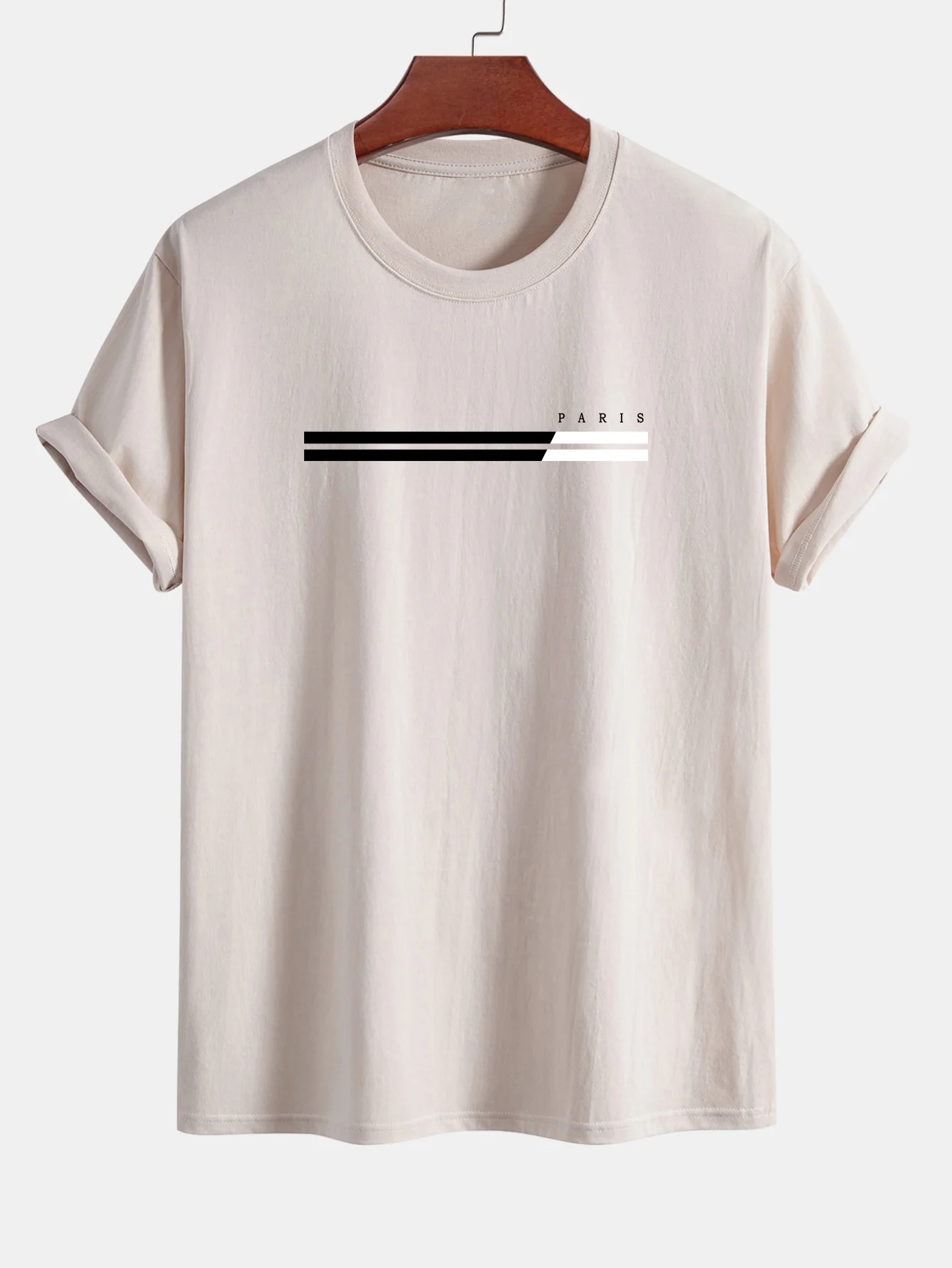 Regular Fit Paris Streifen Print Baumwoll-T-Shirt - Image 5
