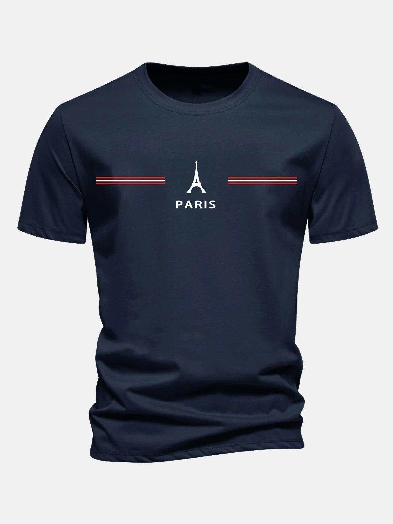 Regular Fit Paris Streifen Print Baumwoll-T-Shirt
