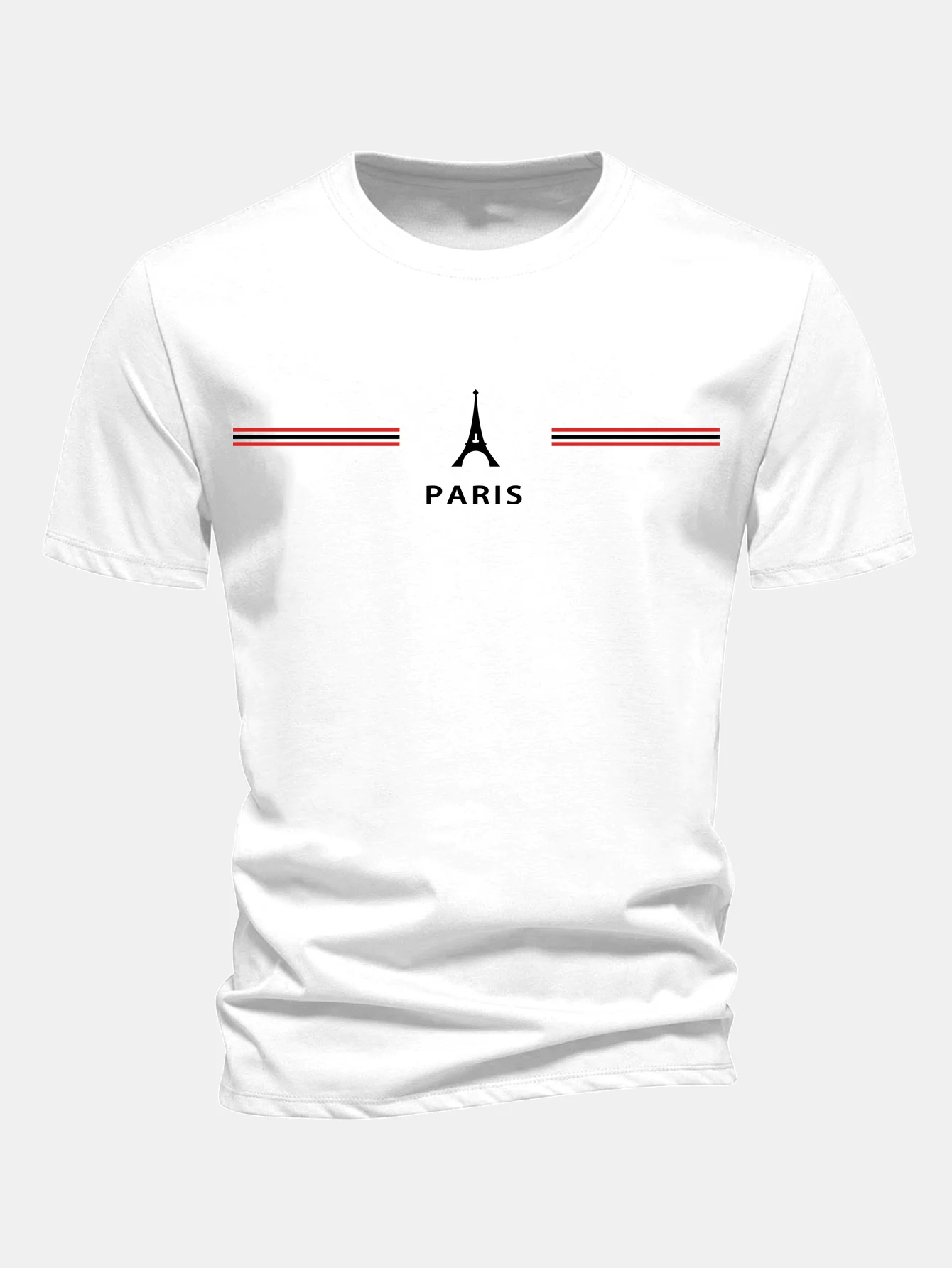 Regular Fit Paris Streifen Print Baumwoll-T-Shirt - Image 2