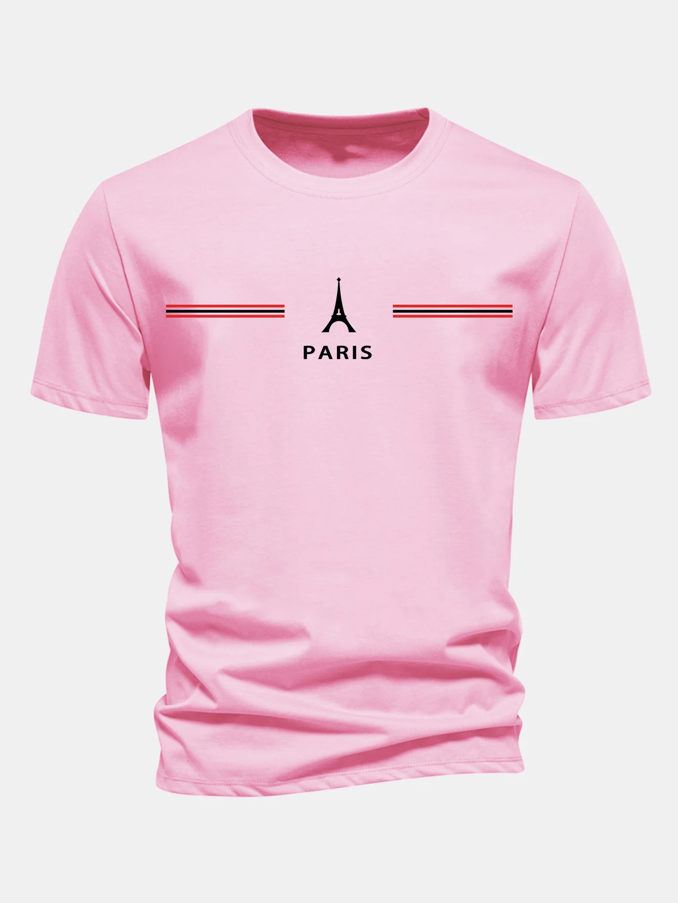 Regular Fit Paris Streifen Print Baumwoll-T-Shirt - Image 4