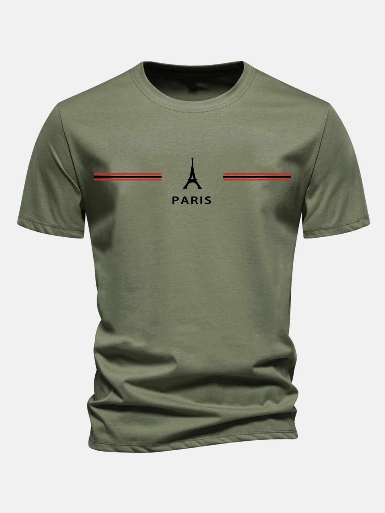Regular Fit Paris Streifen Print Baumwoll-T-Shirt - Image 5