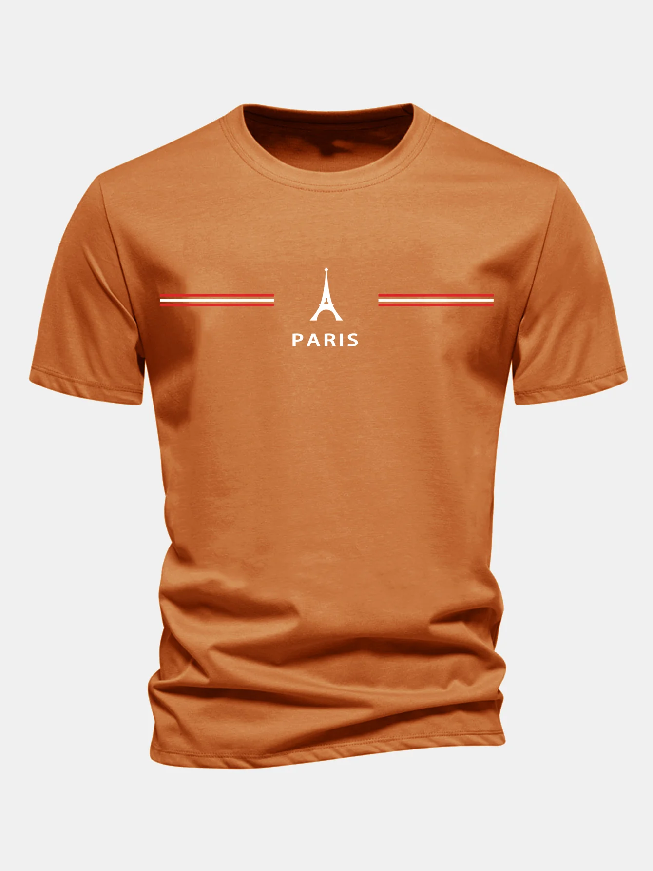 Regular Fit Paris Streifen Print Baumwoll-T-Shirt - Image 6