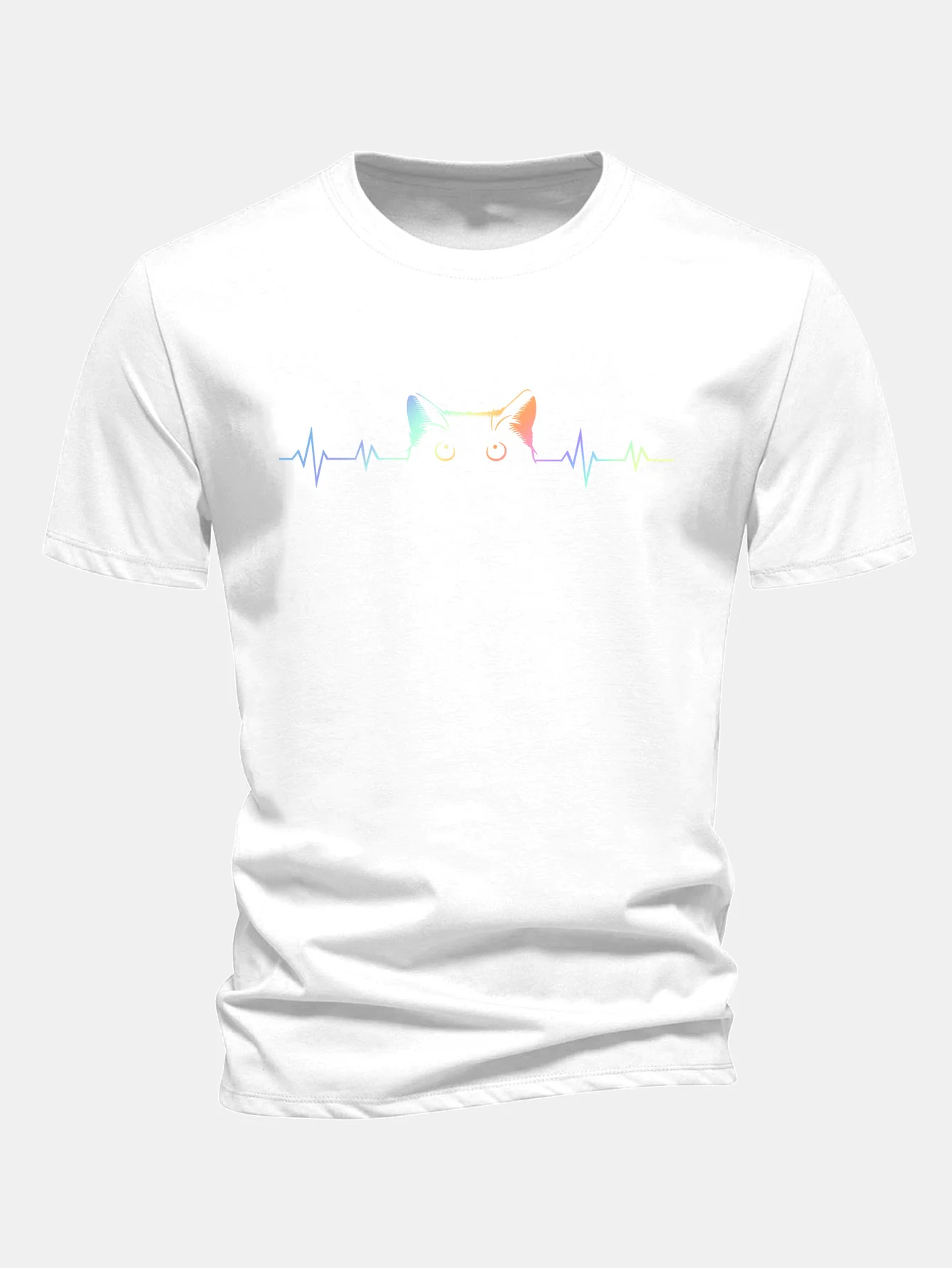 Regular Fit T-Shirt aus Baumwolle mit Aufdruck eines hervorlugenden Katzenherzschlags - Image 2