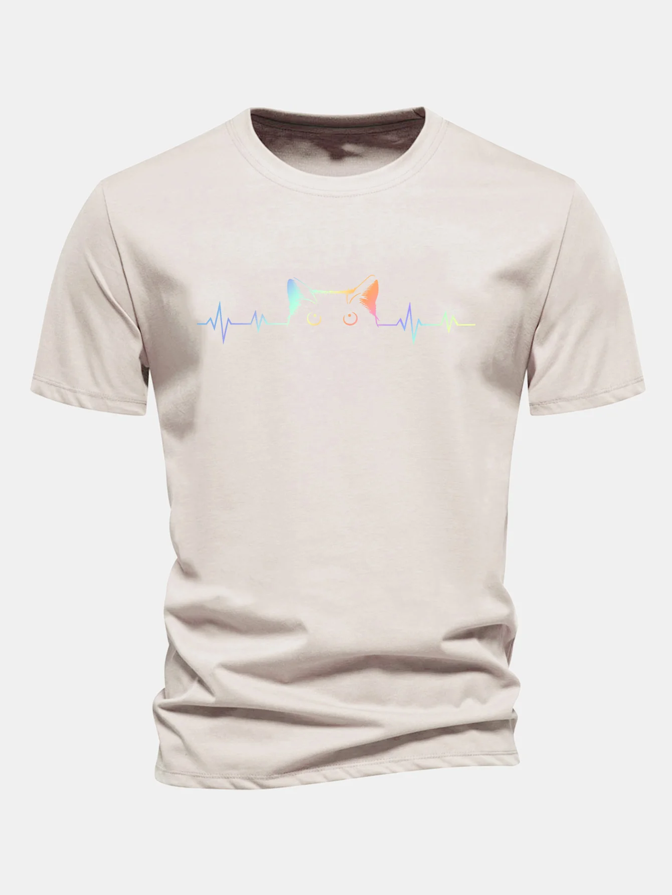 Regular Fit T-Shirt aus Baumwolle mit Aufdruck eines hervorlugenden Katzenherzschlags - Image 3