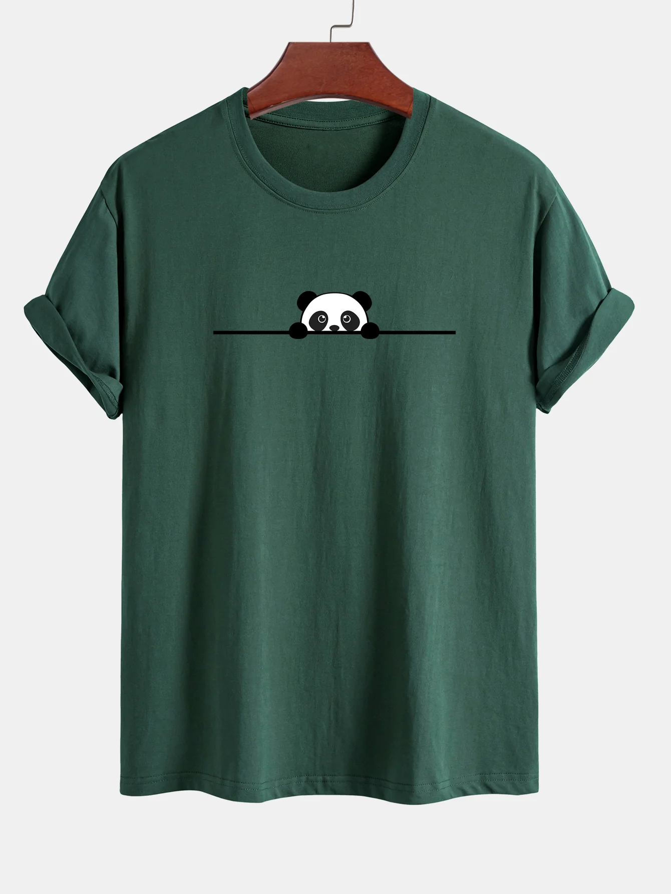 Regular Fit Peeking Panda Print Cotton T-Shirt - Image 11
