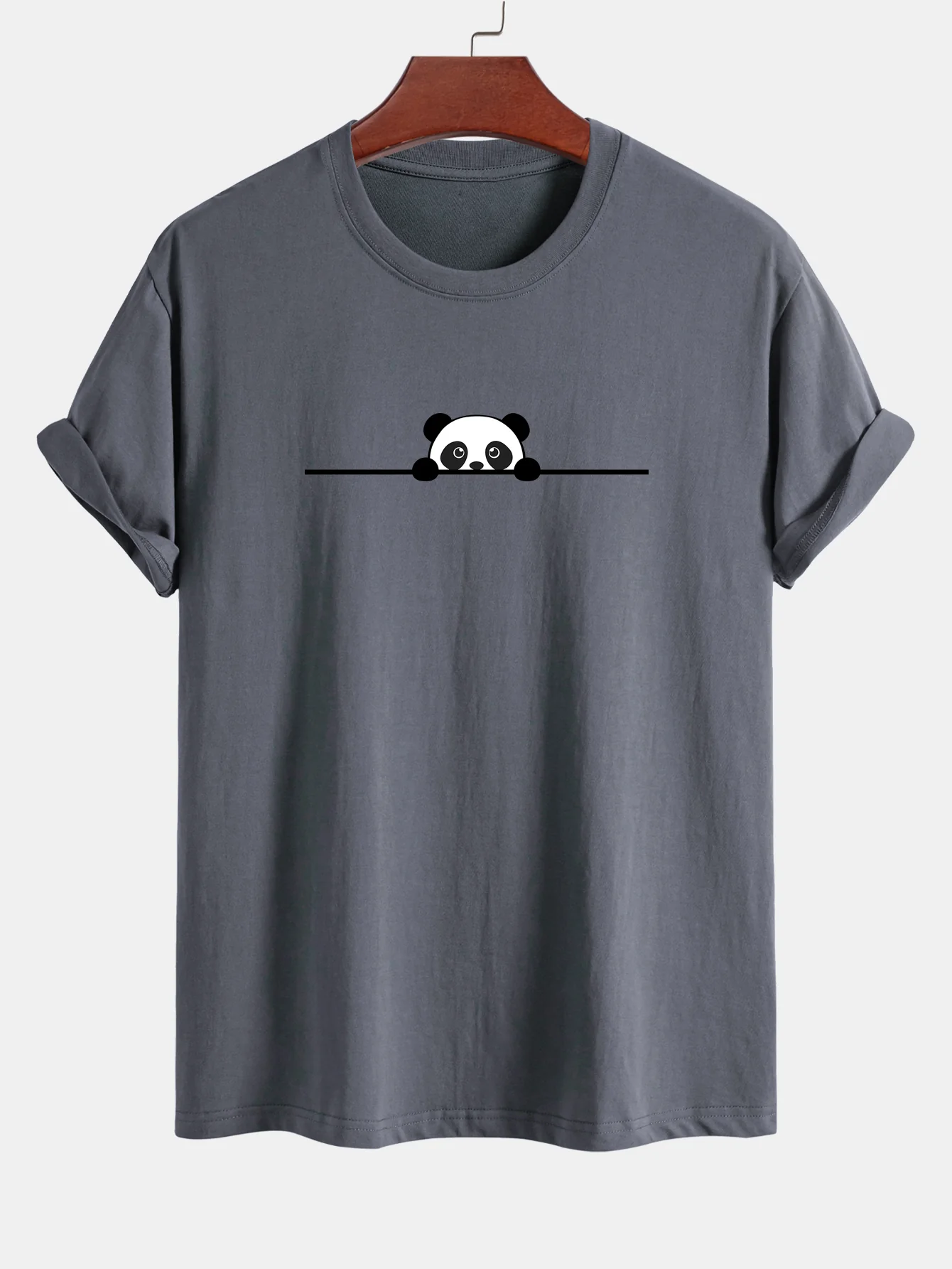 Regular Fit Peeking Panda Print Cotton T-Shirt - Image 13