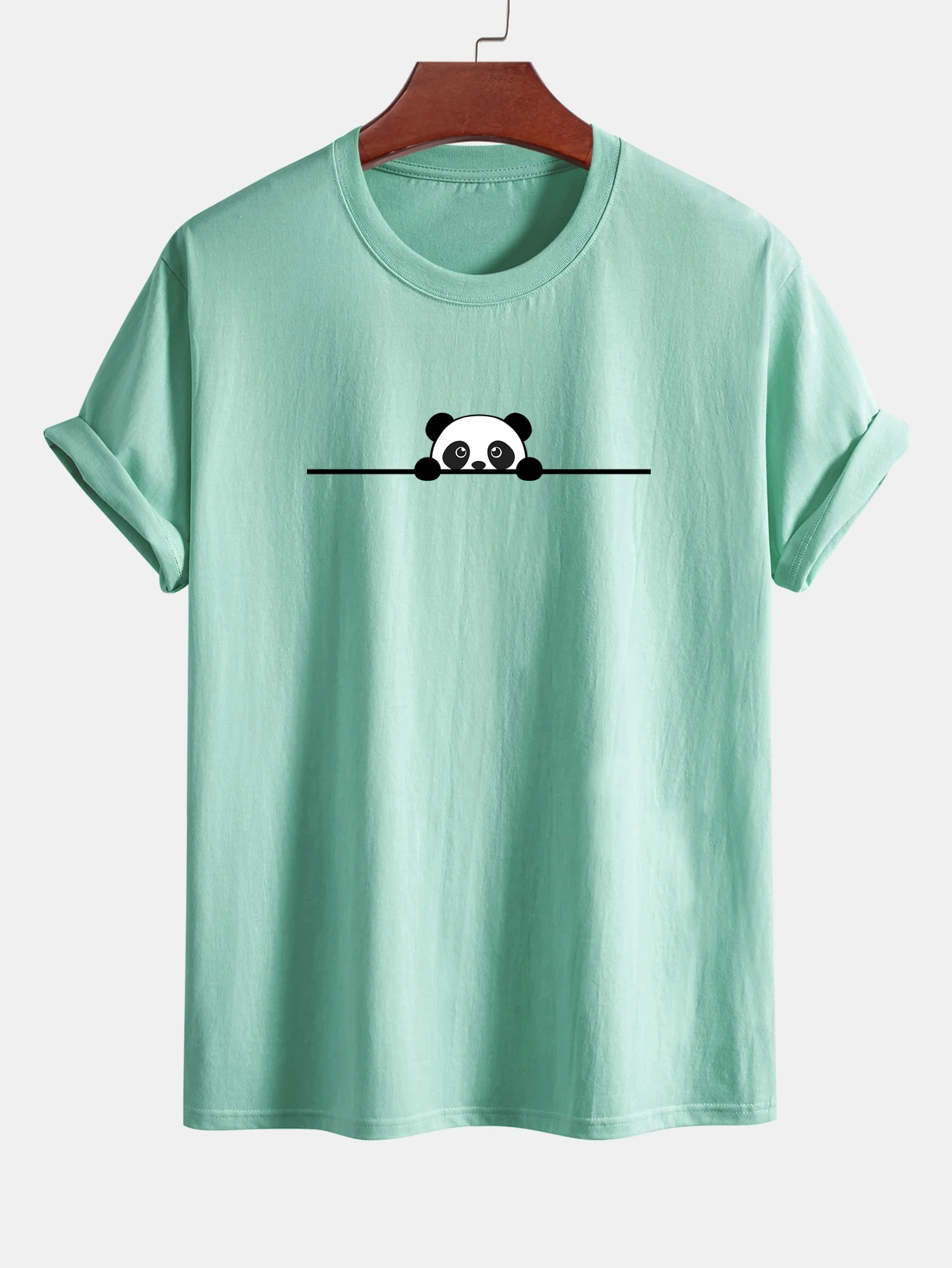 Regular Fit Peeking Panda Print Cotton T-Shirt - Image 2