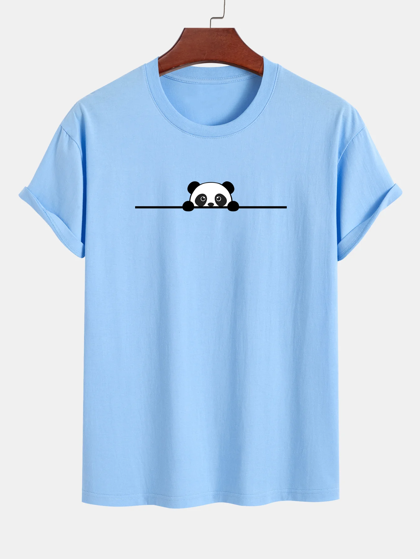 Regular Fit Peeking Panda Print Cotton T-Shirt - Image 5