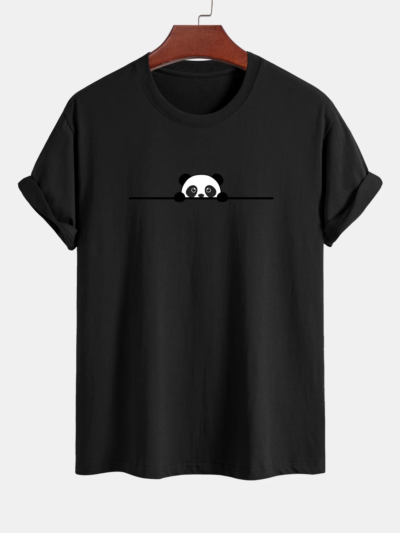 Regular Fit Peeking Panda Print Cotton T-Shirt - Image 6