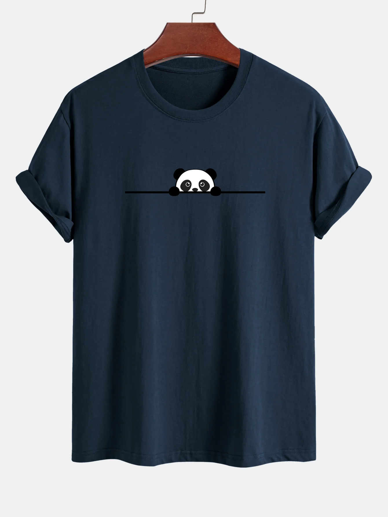 Regular Fit Peeking Panda Print Cotton T-Shirt - Image 9