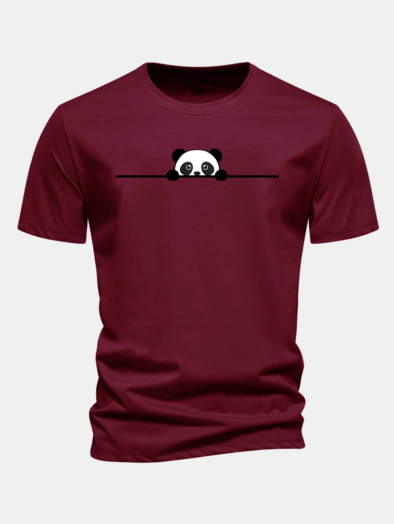 Regular Fit Peeking Panda Print Cotton T-Shirt - Image 10