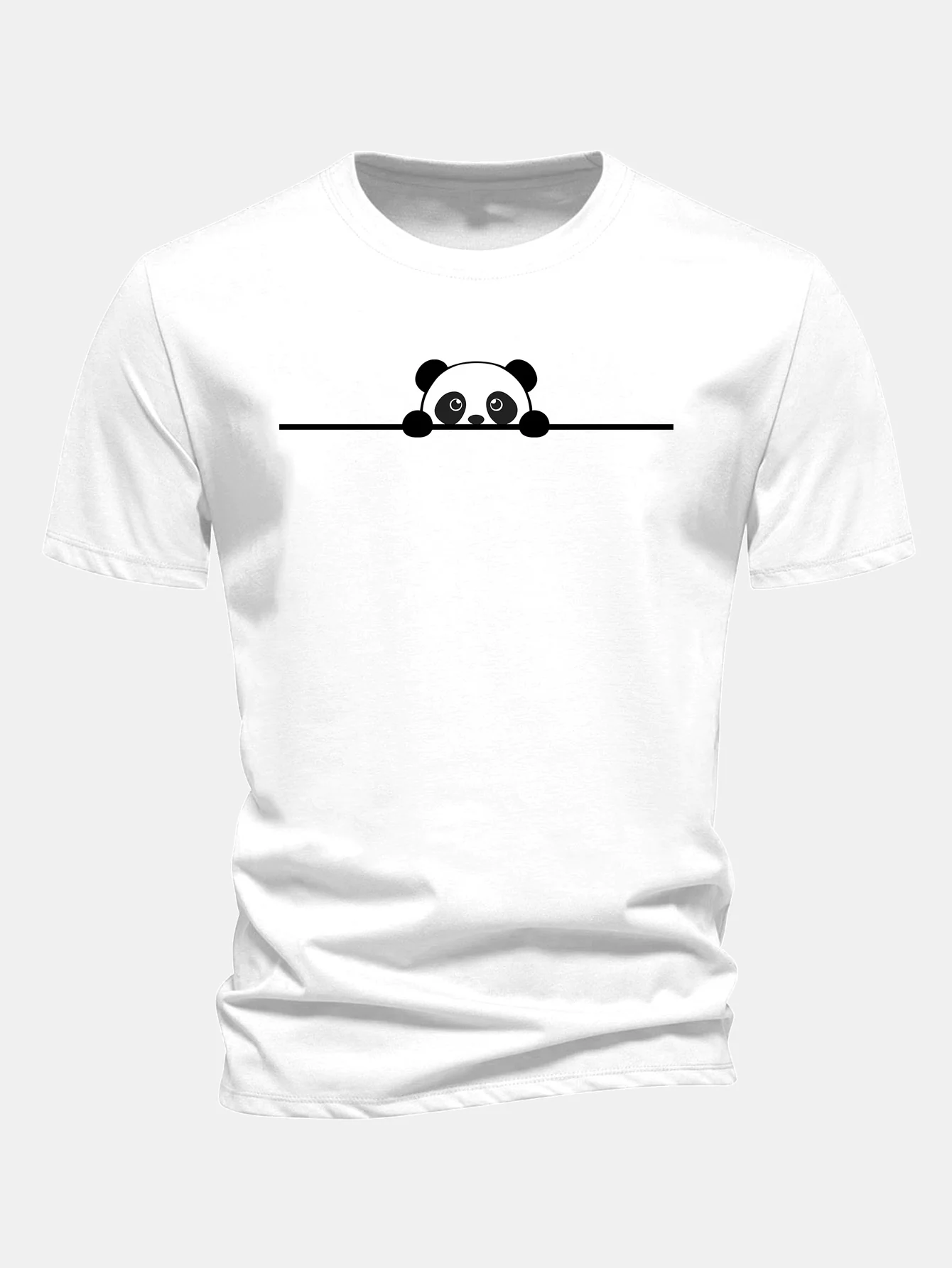 Regular Fit Peeking Panda Print Cotton T-Shirt - Image 2