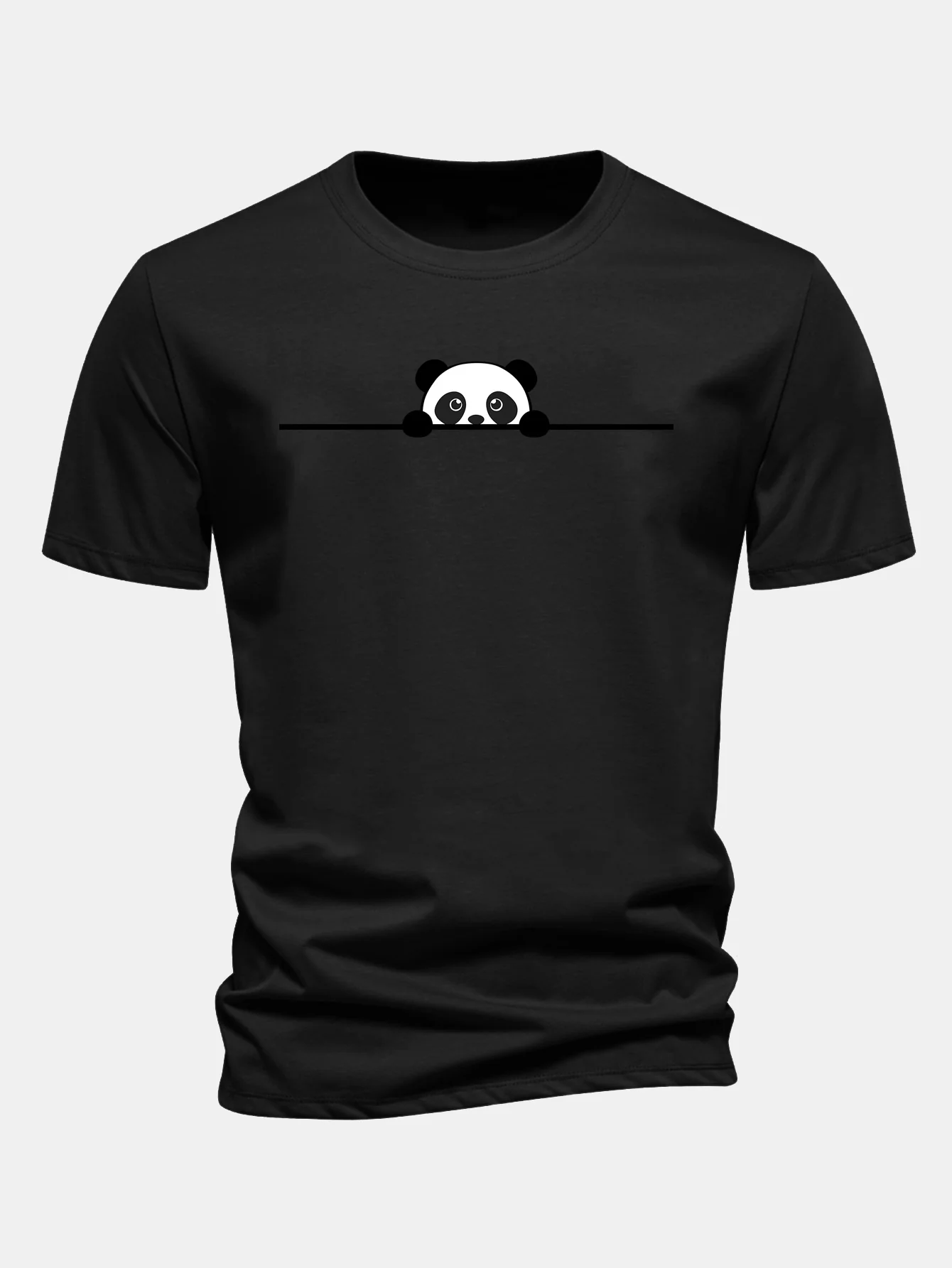 Regular Fit Peeking Panda Print Cotton T-Shirt - Image 3