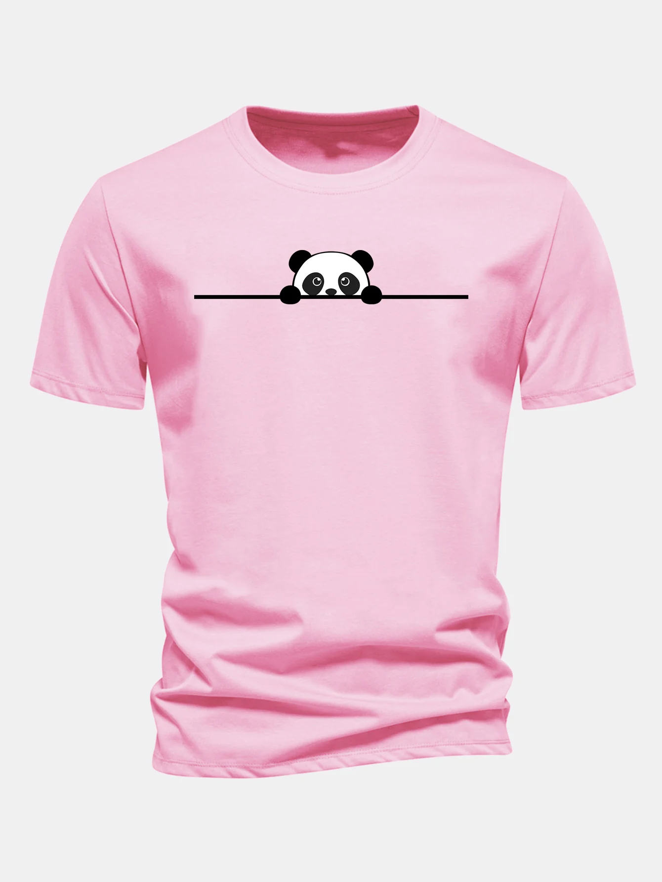 Regular Fit Peeking Panda Print Cotton T-Shirt - Image 4