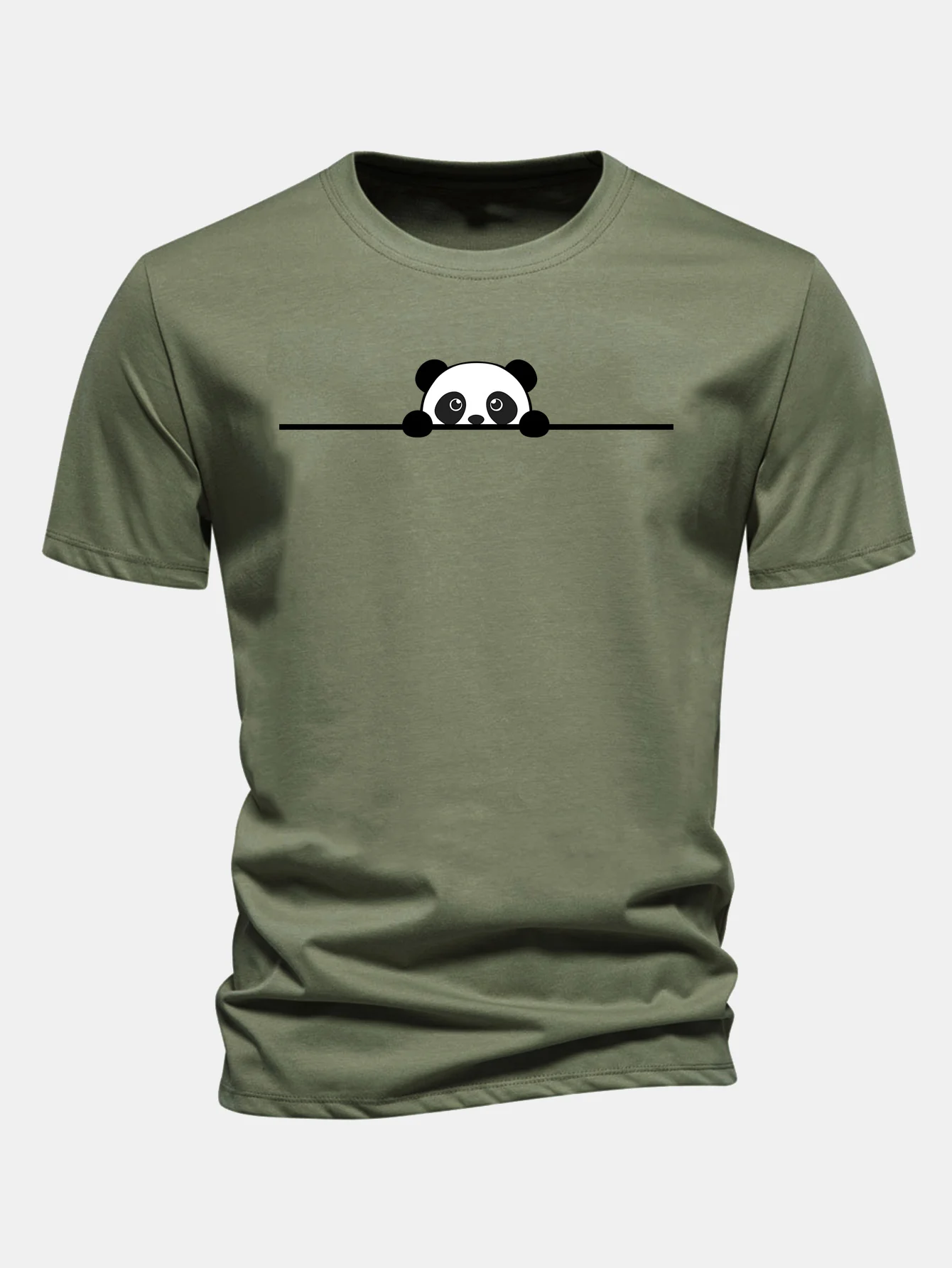 Regular Fit Peeking Panda Print Cotton T-Shirt - Image 5