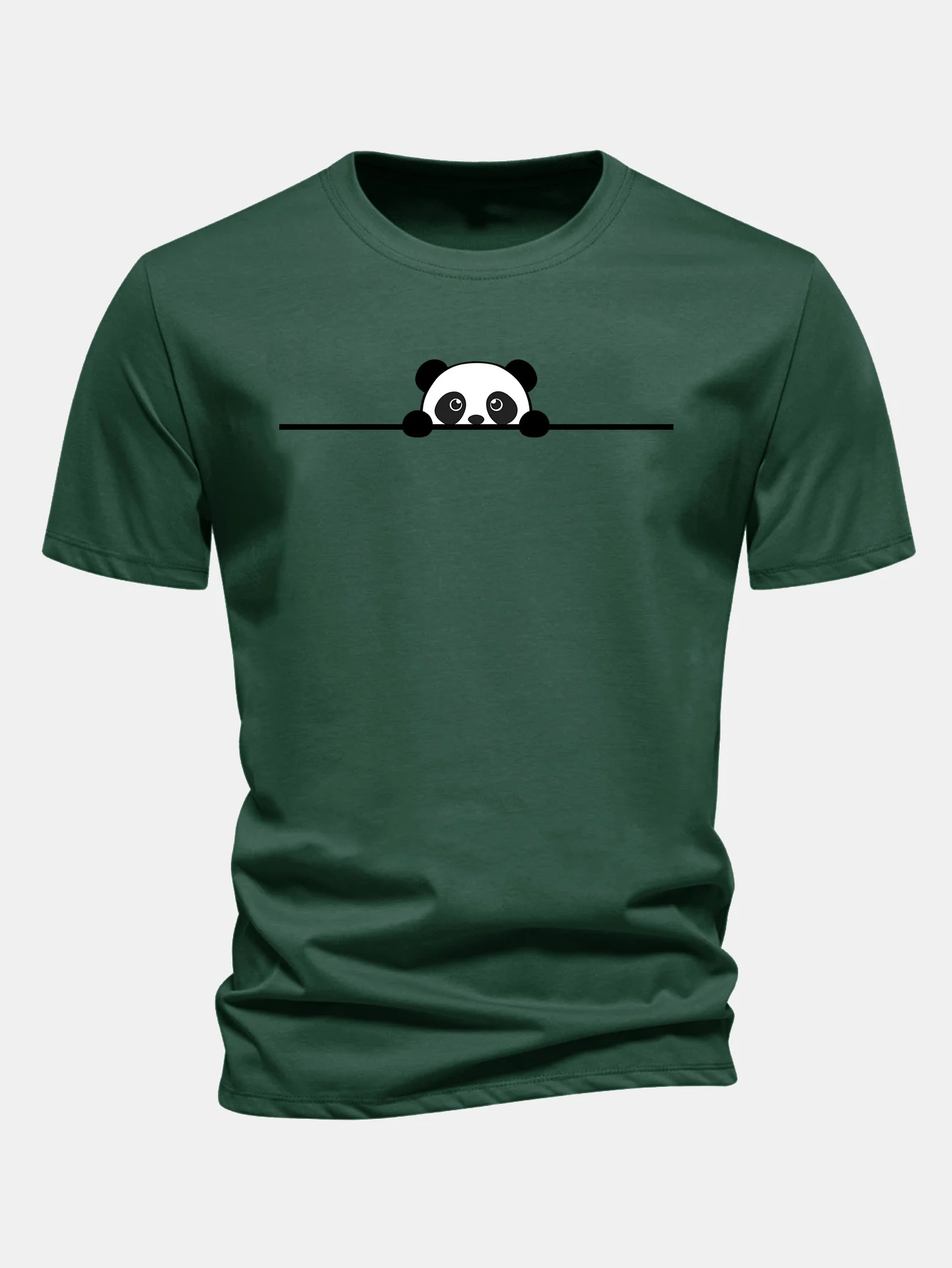 Regular Fit Peeking Panda Print Cotton T-Shirt - Image 9