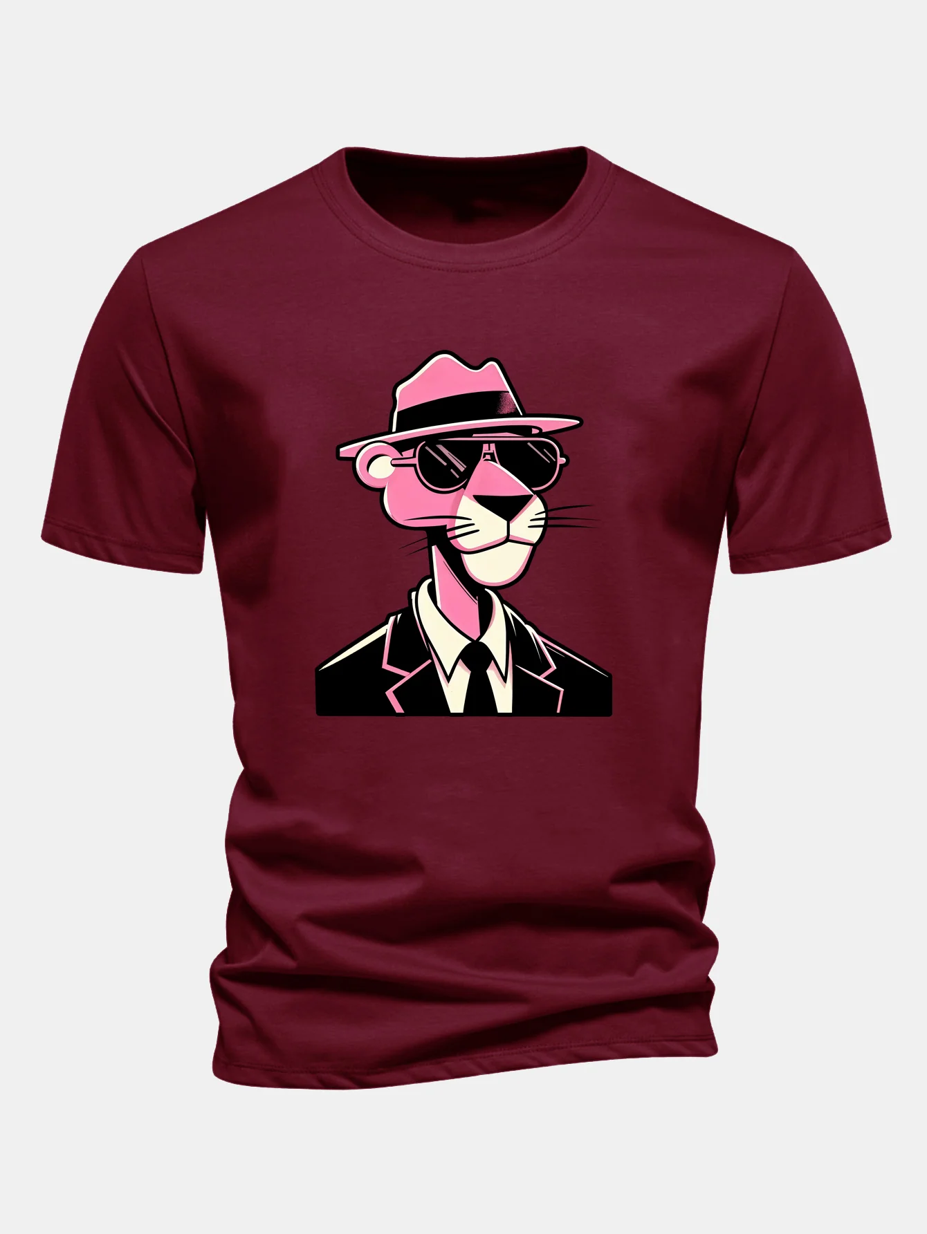 Regular Fit Pink Panther Gentleman Print Cotton T-Shirt - Image 10