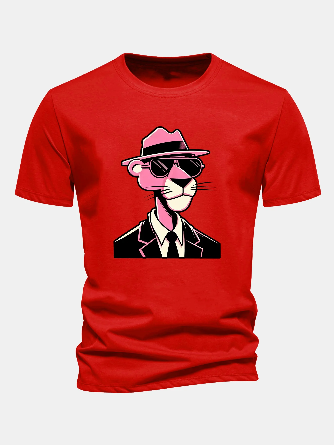 Regular Fit Pink Panther Gentleman Print Cotton T-Shirt - Image 12